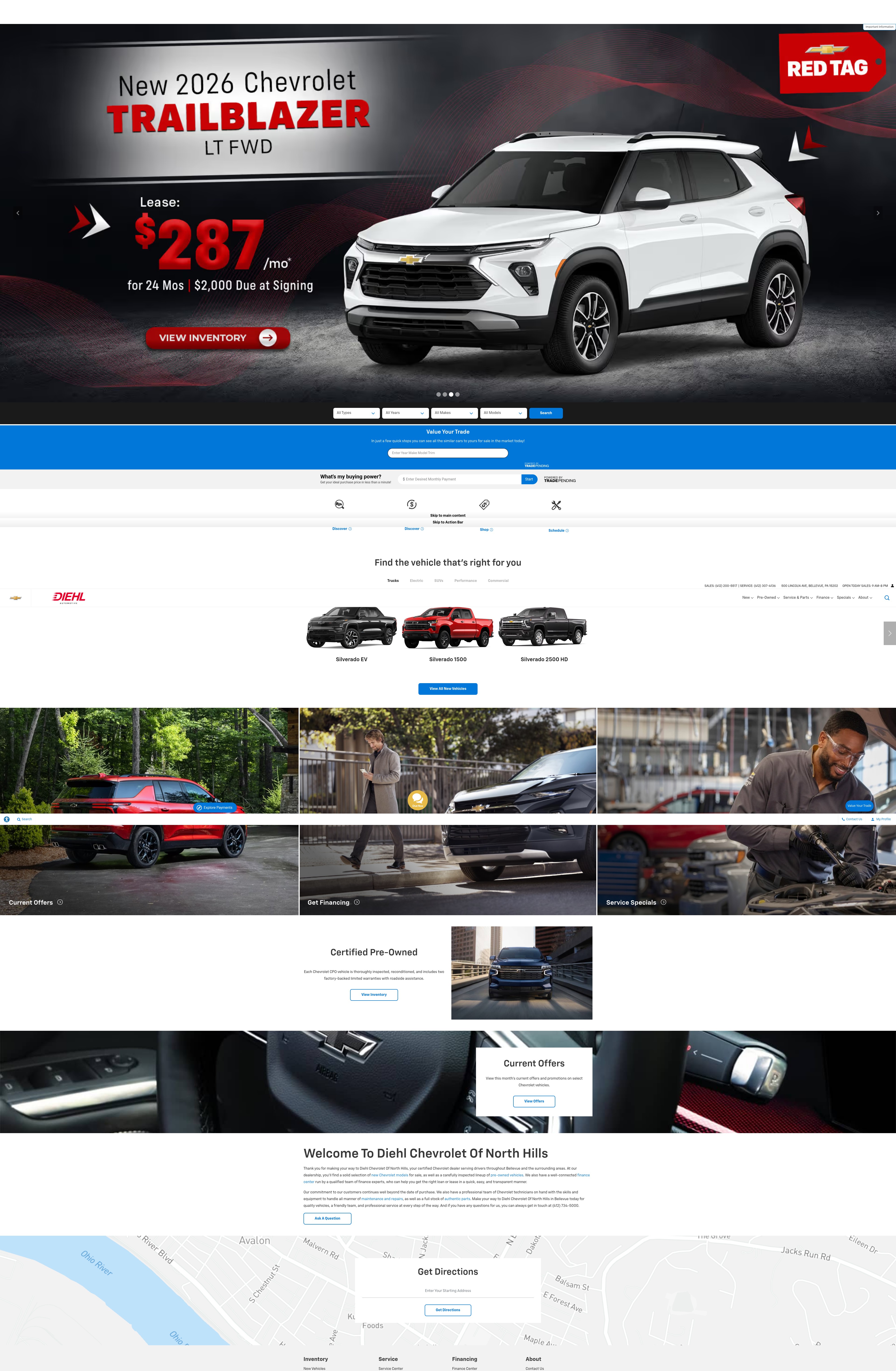 Screenshot of diehlchevroletofnorthhills.com