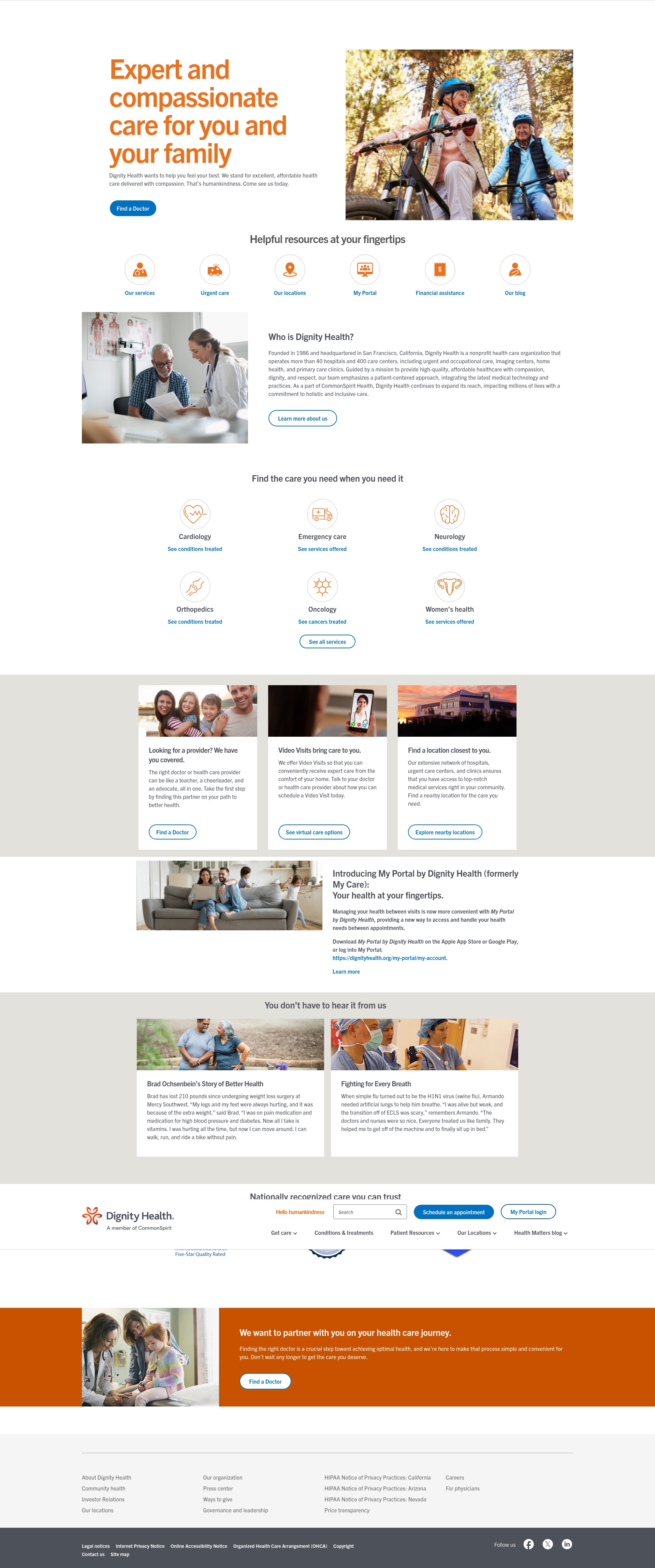 Screenshot of dignityhealth.org