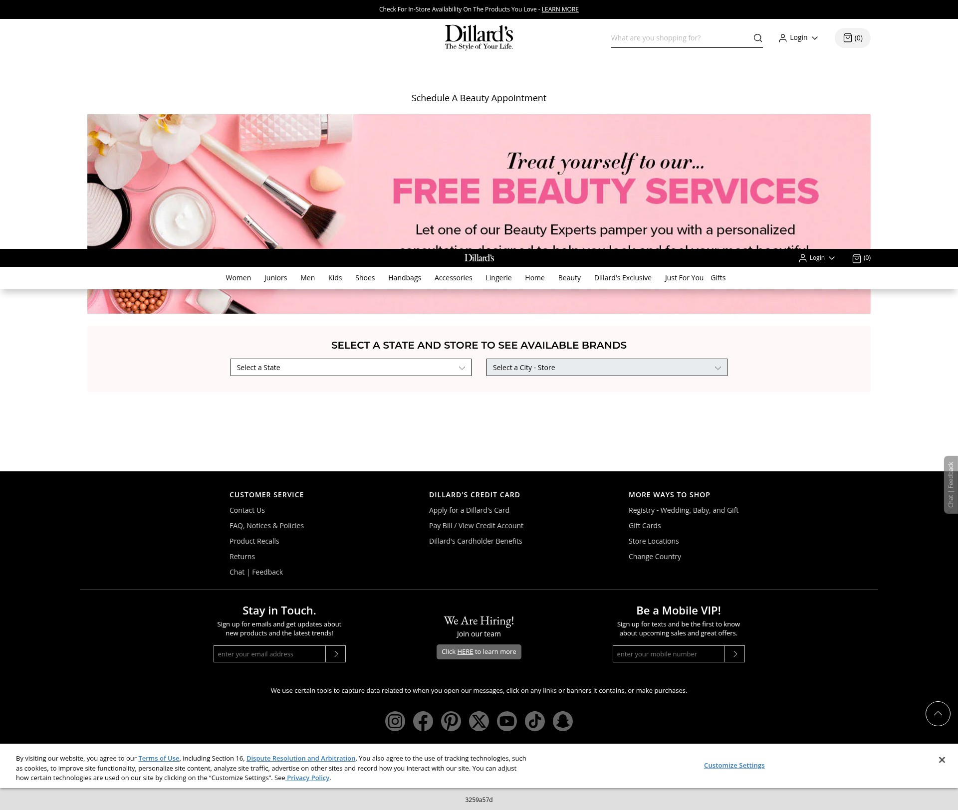 Screenshot of dillards.com