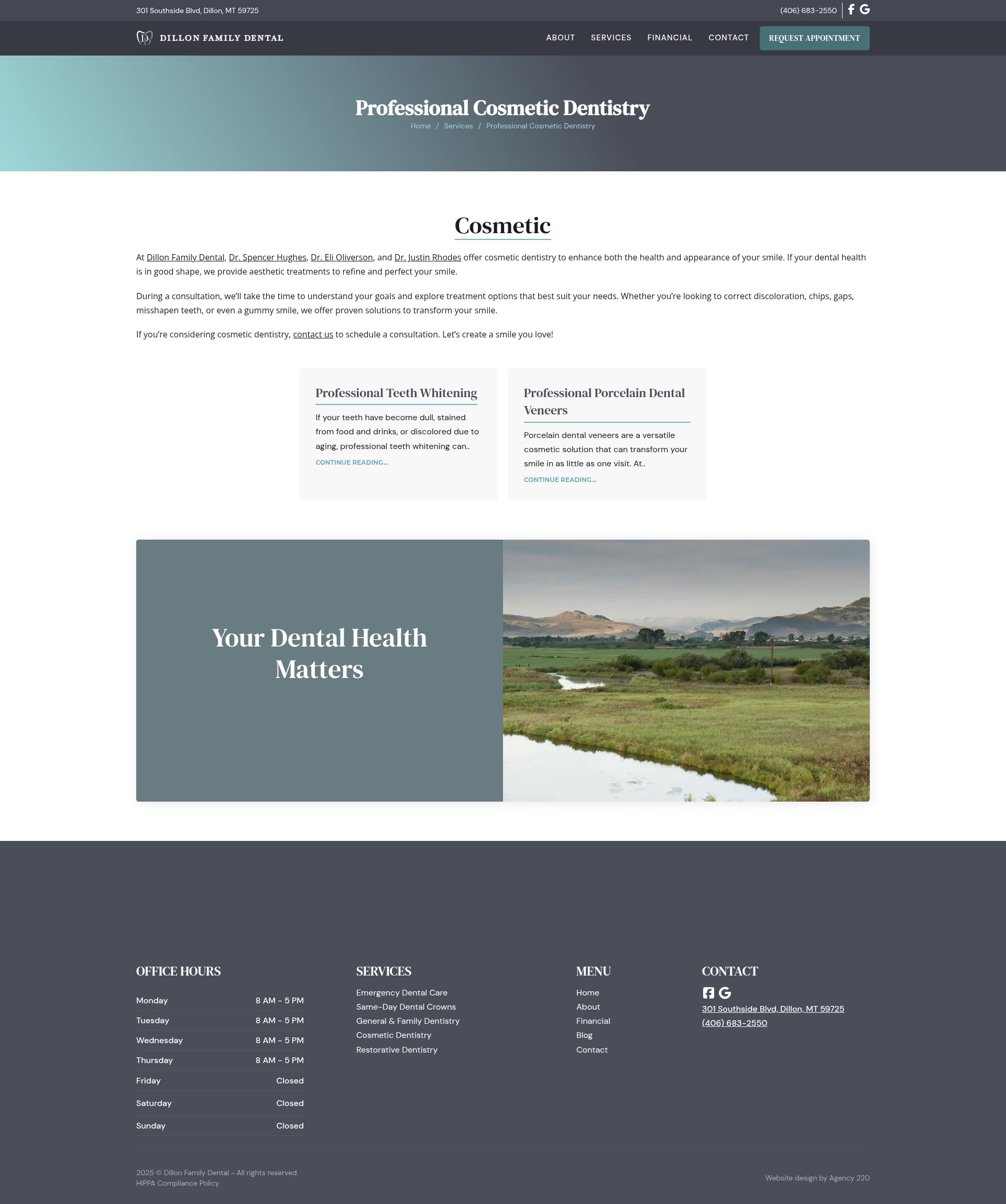 Screenshot of dillonfamilydentalmt.com