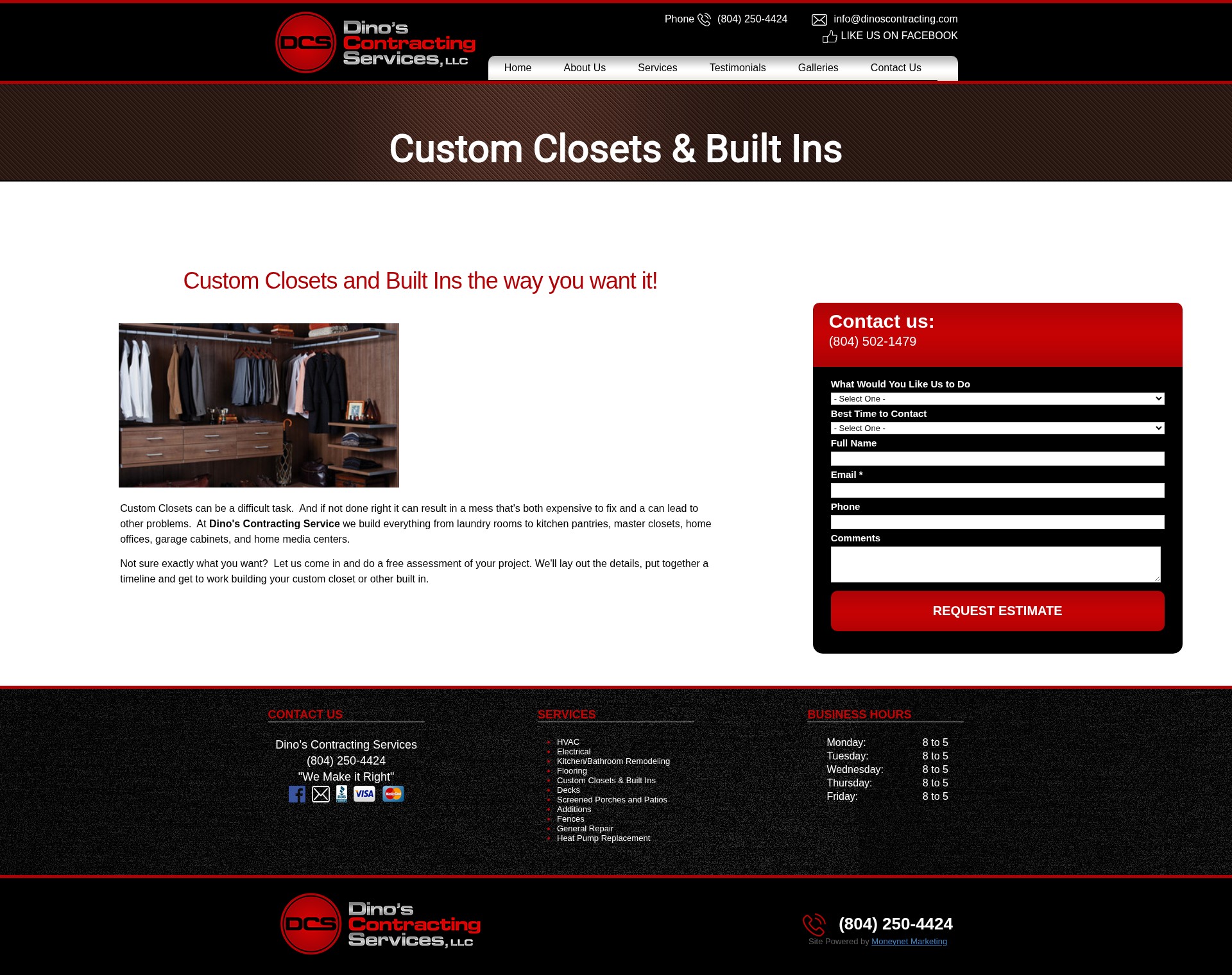 Screenshot of dinoscontracting.com