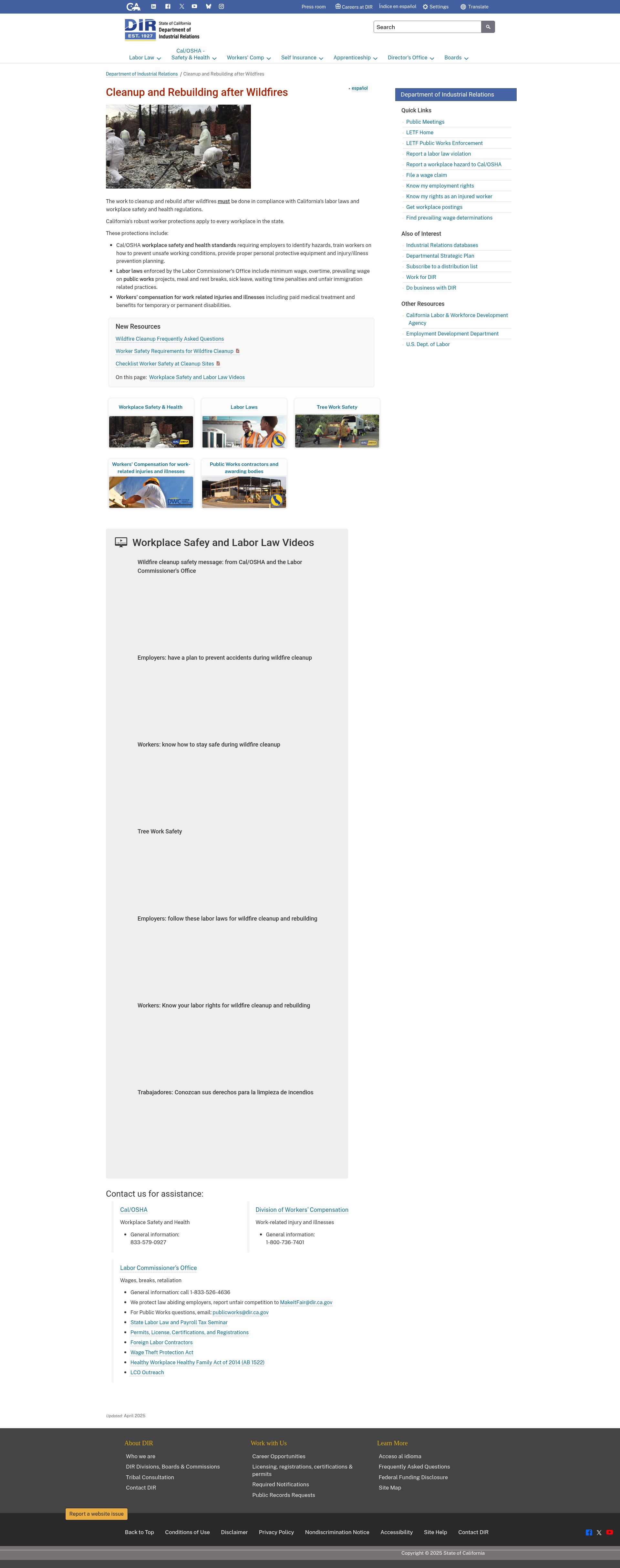 Screenshot of dir.ca.gov