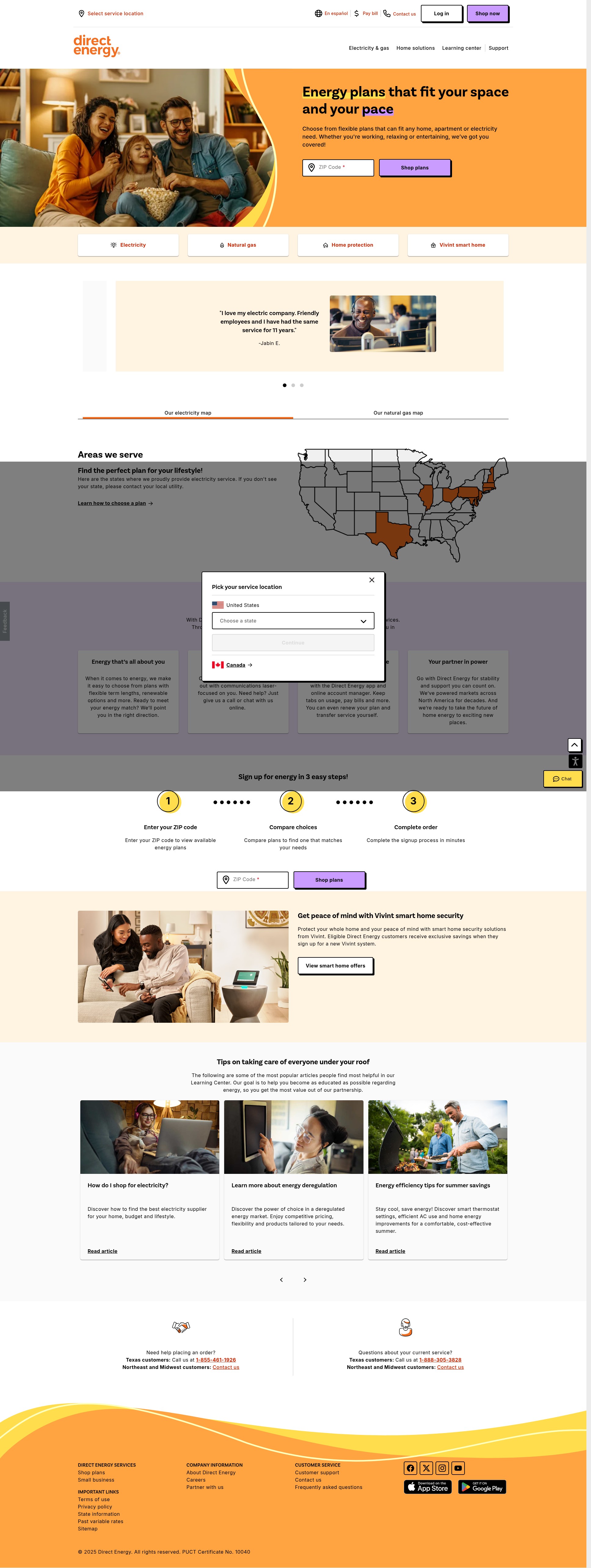Screenshot of directenergy.com