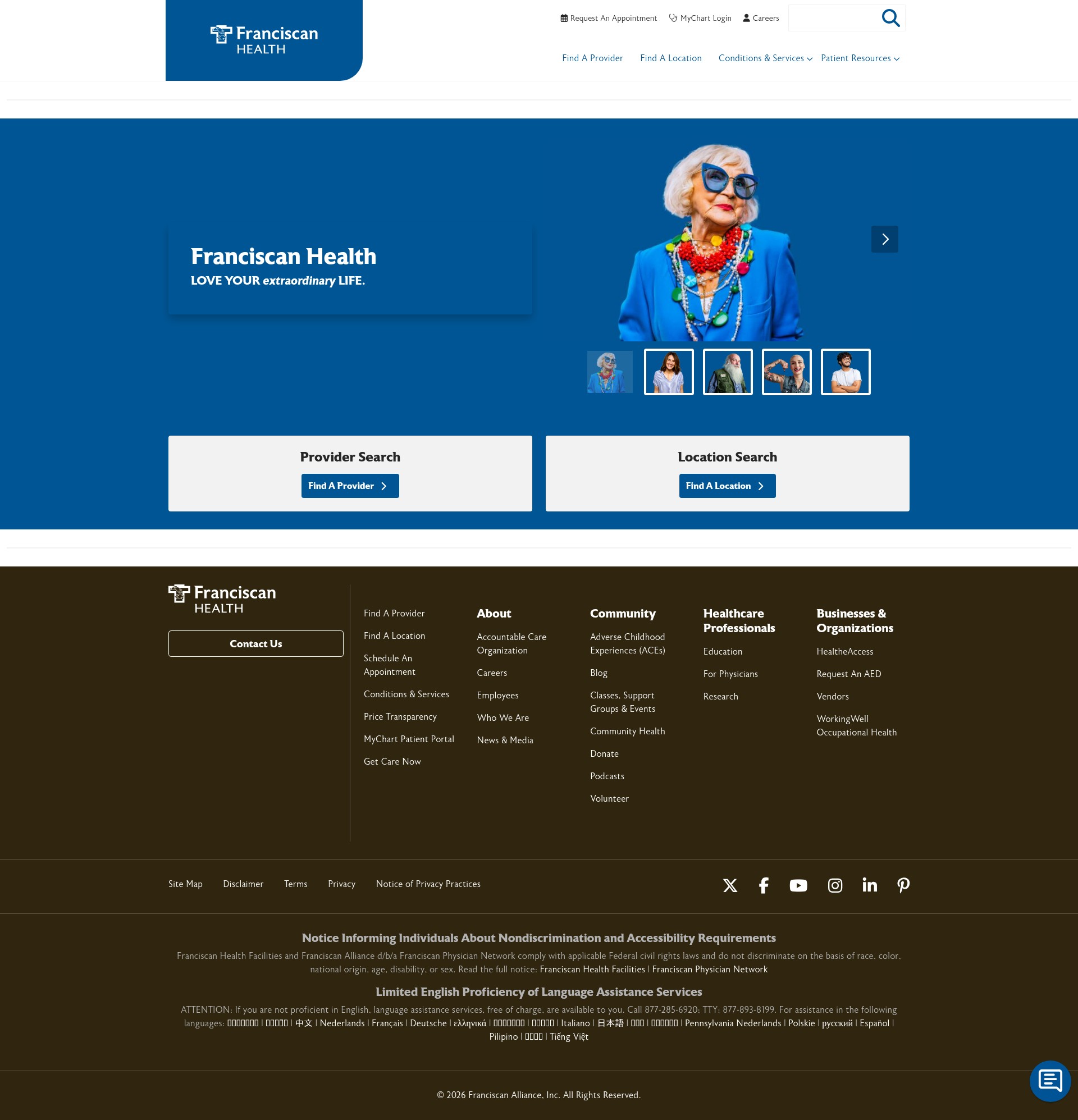 Screenshot of directory.franciscanhealth.org