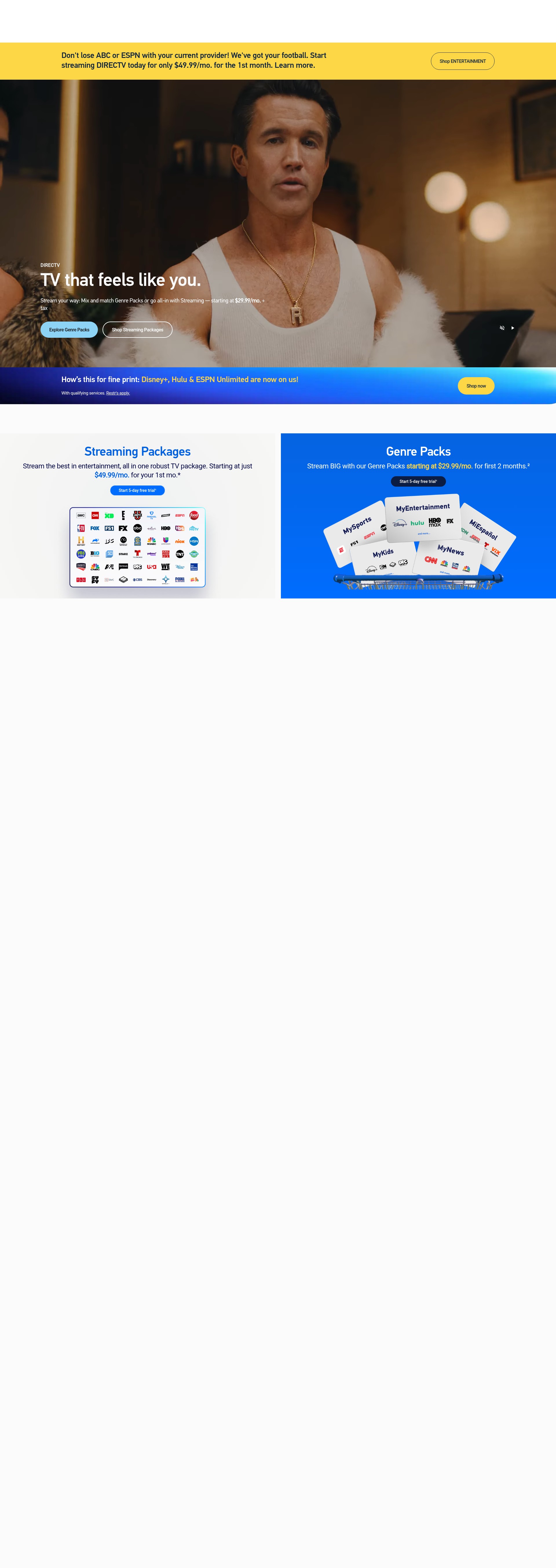 Screenshot of directv.com