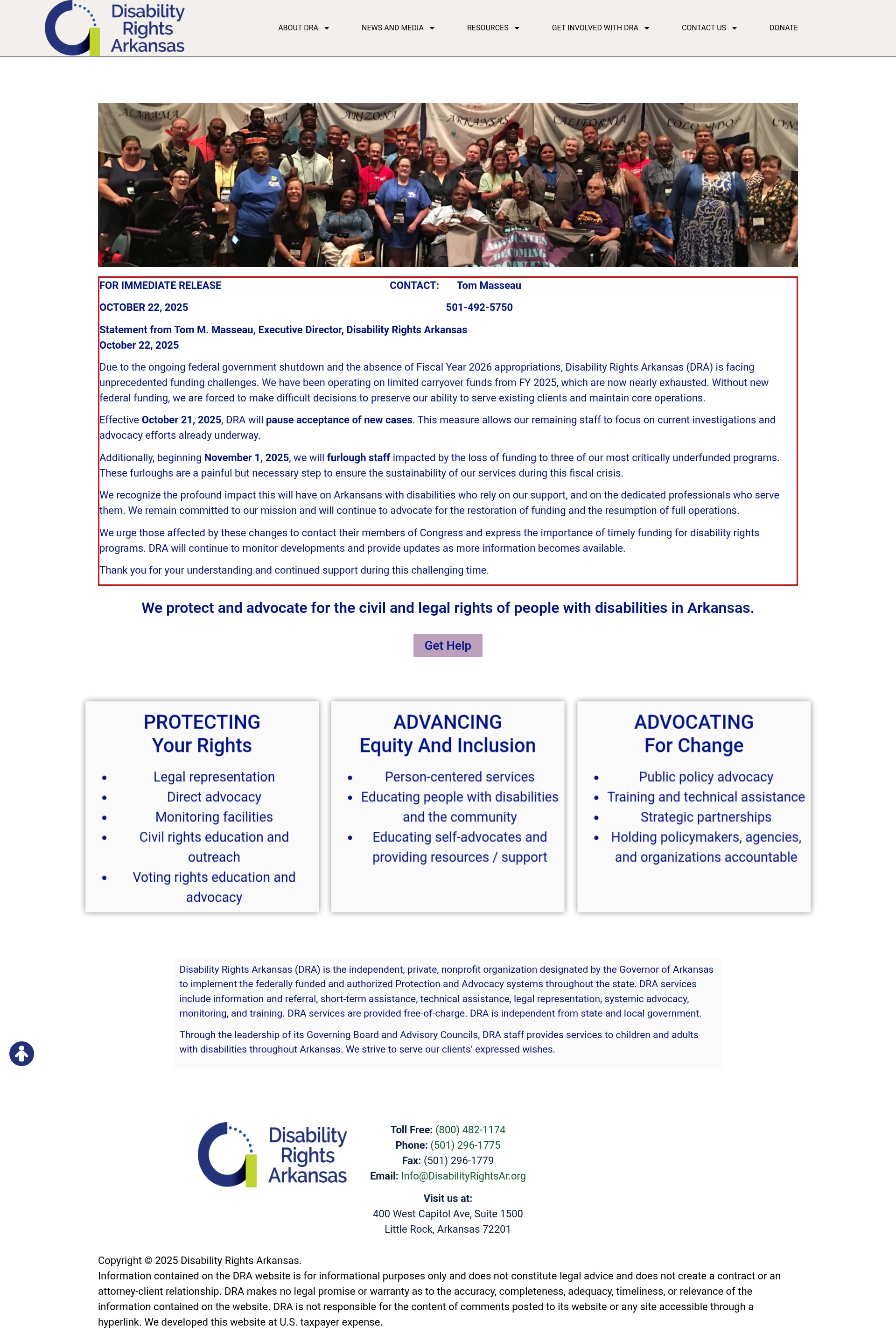 Screenshot of disabilityrightsar.org