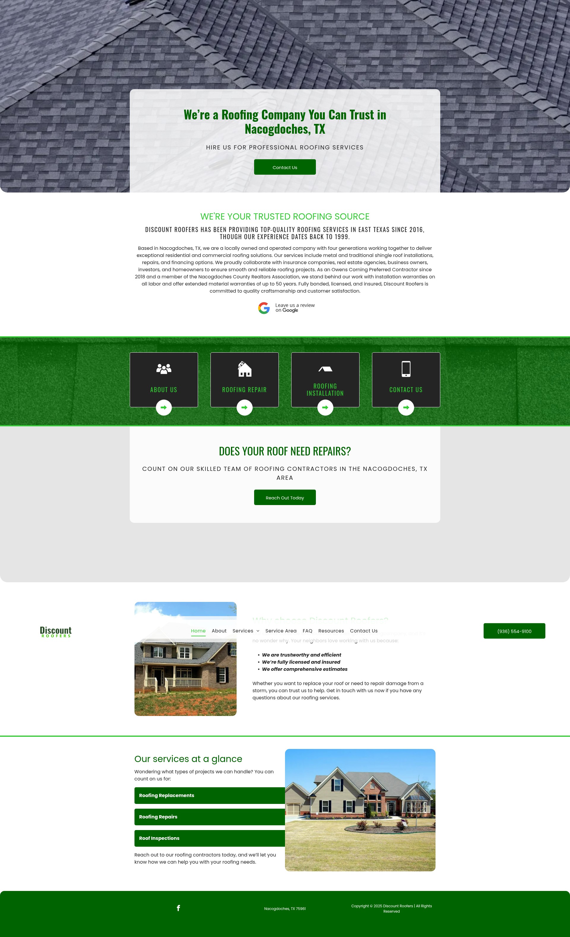 Screenshot of discountrooferstx.com