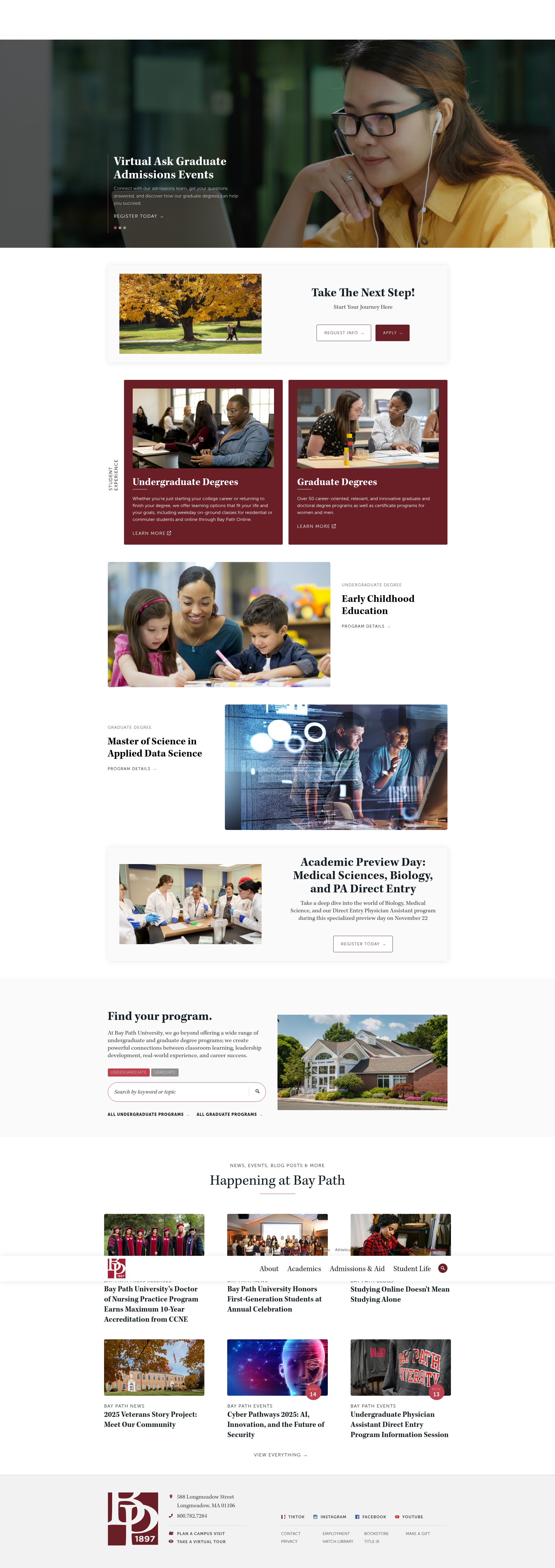 Screenshot of discover.baypath.edu