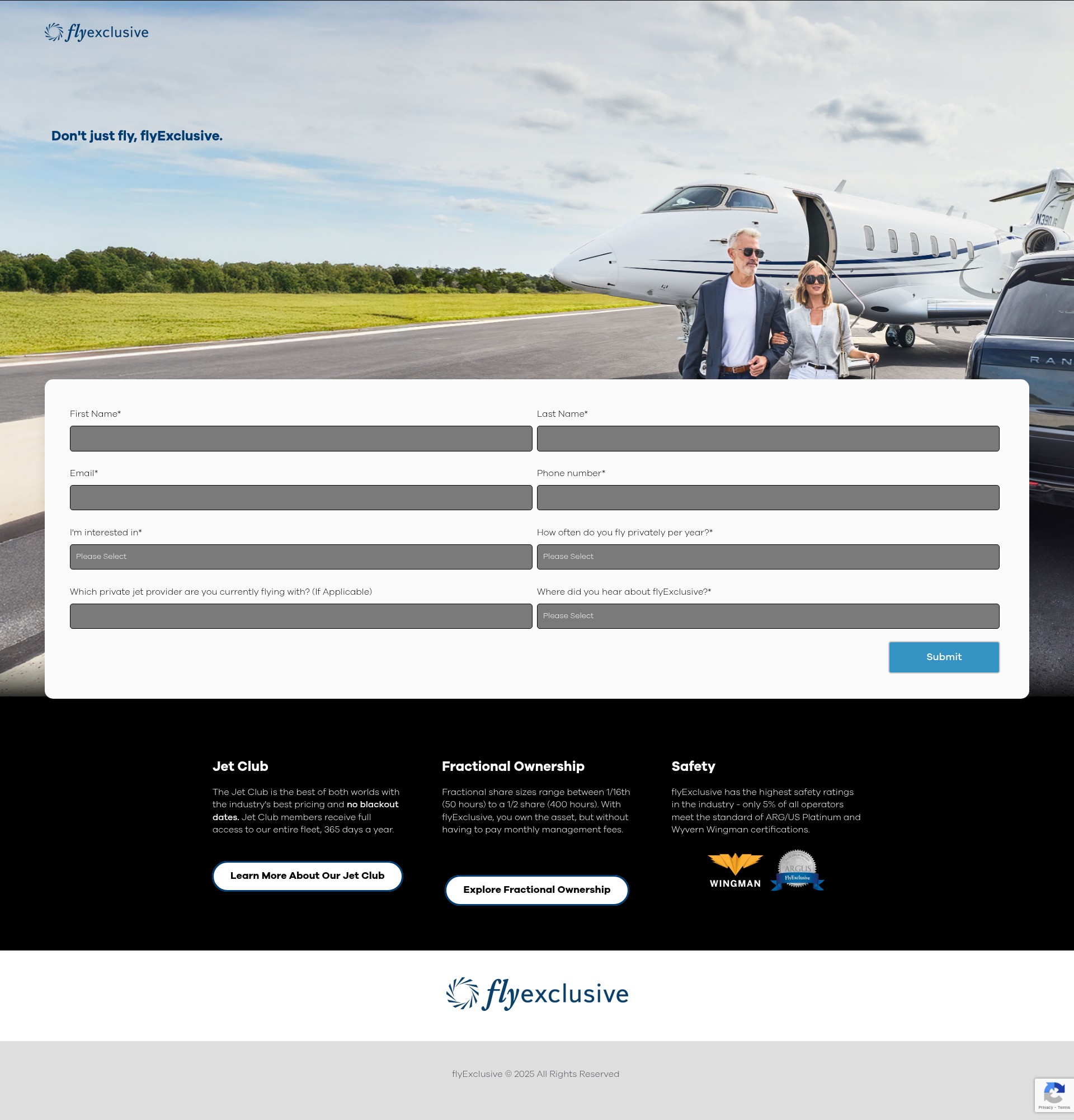 Screenshot of discover.flyexclusive.com
