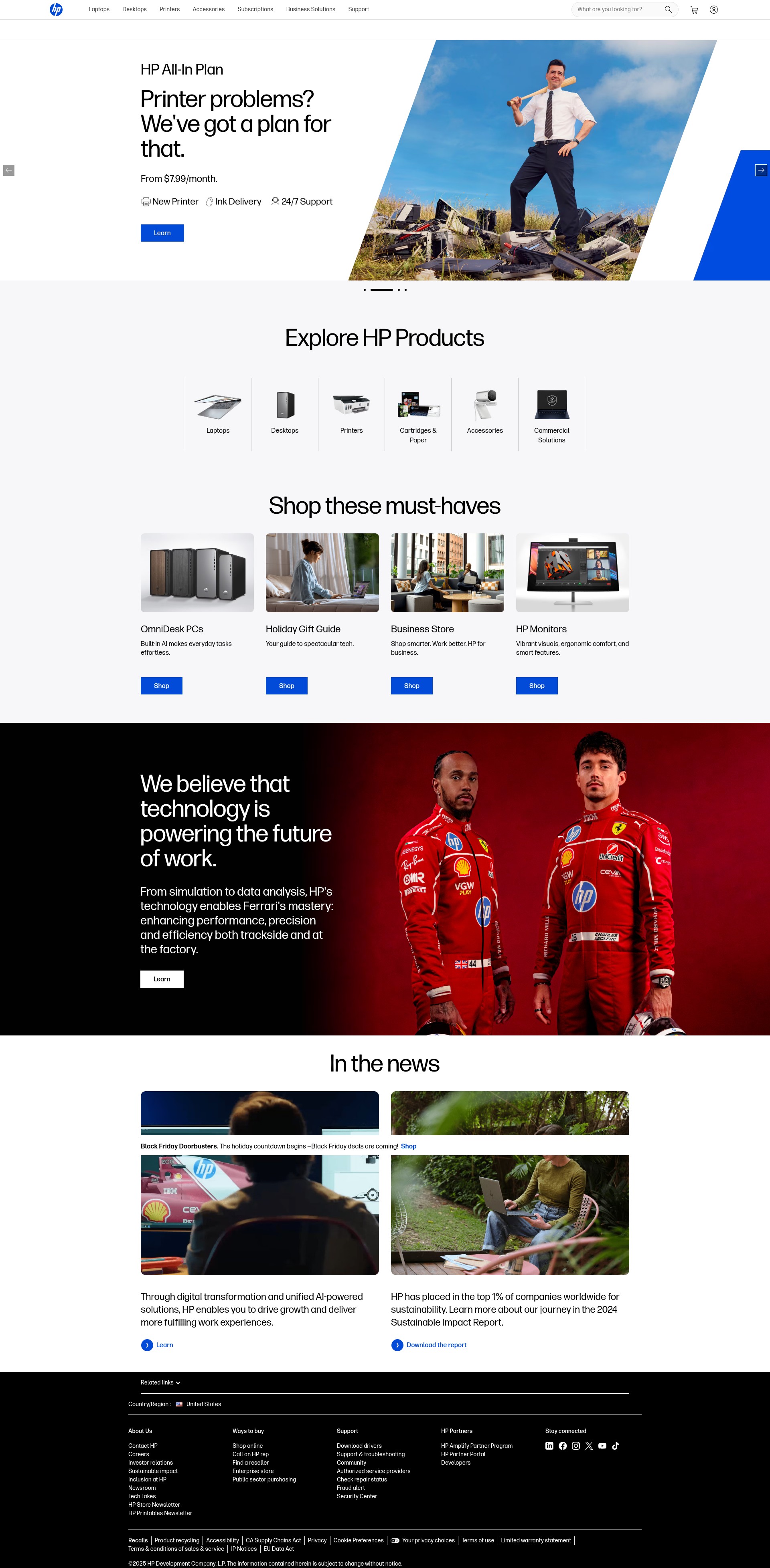 Screenshot of discover.hp.com