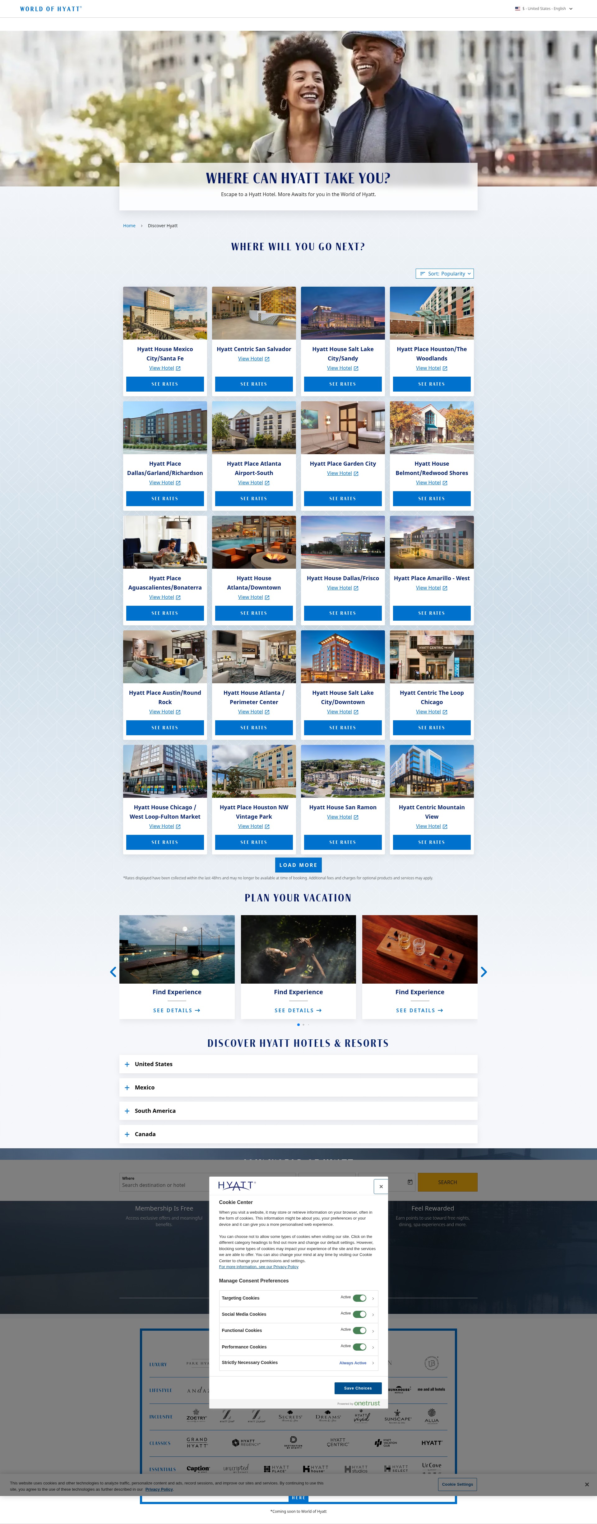 Screenshot of discover.hyatt.com