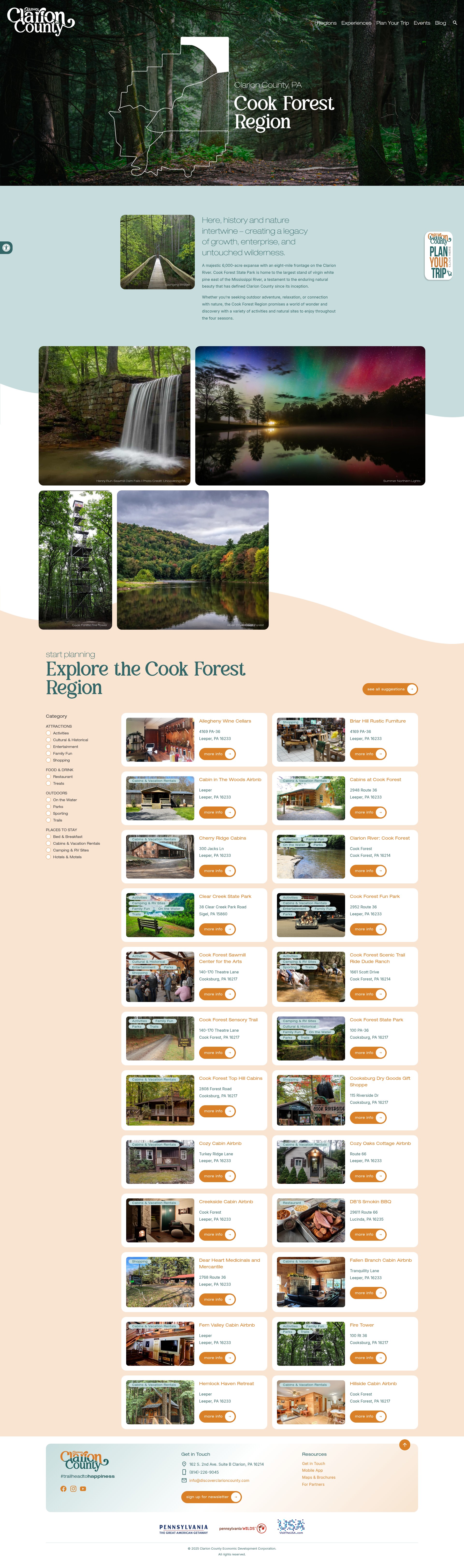 Screenshot of discoverclarioncounty.com