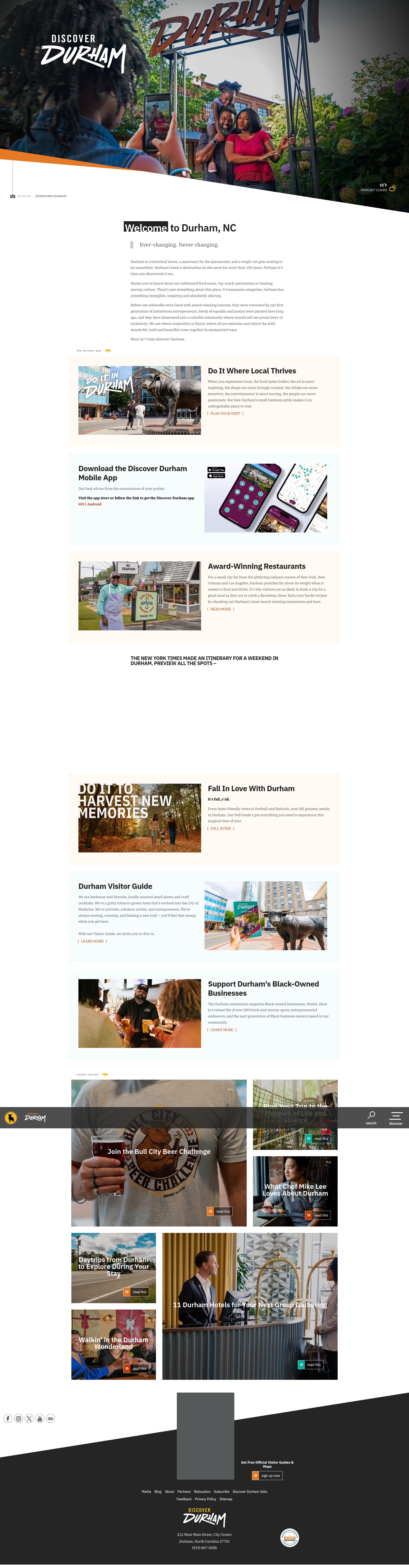 Screenshot of discoverdurham.com