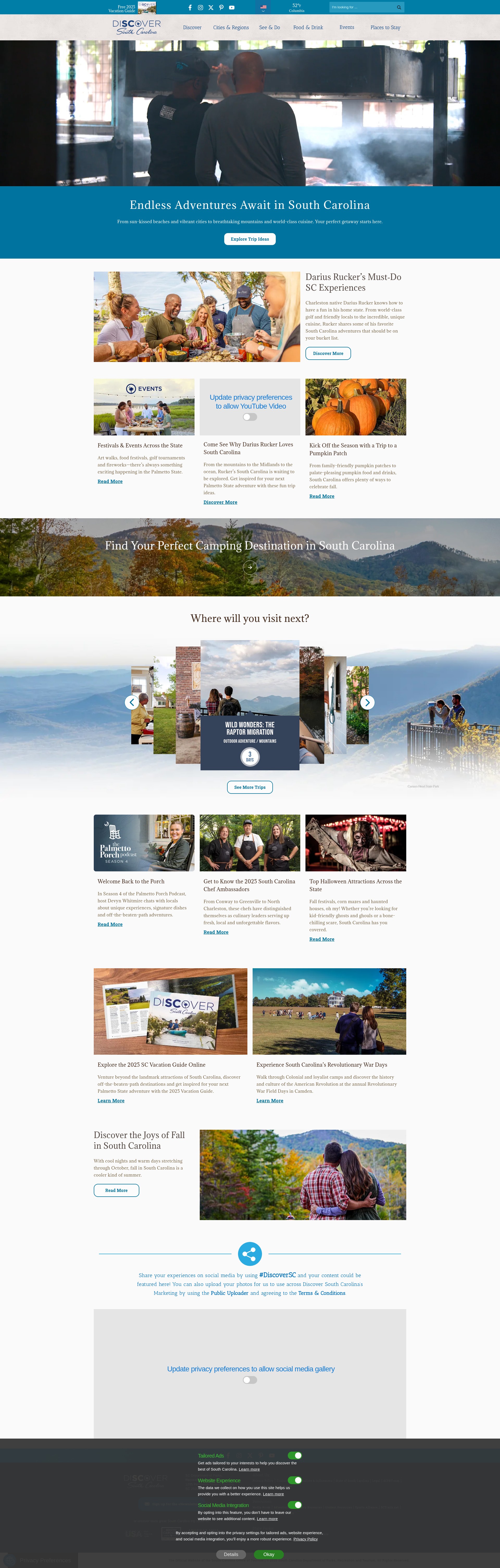 Screenshot of discoversouthcarolina.com