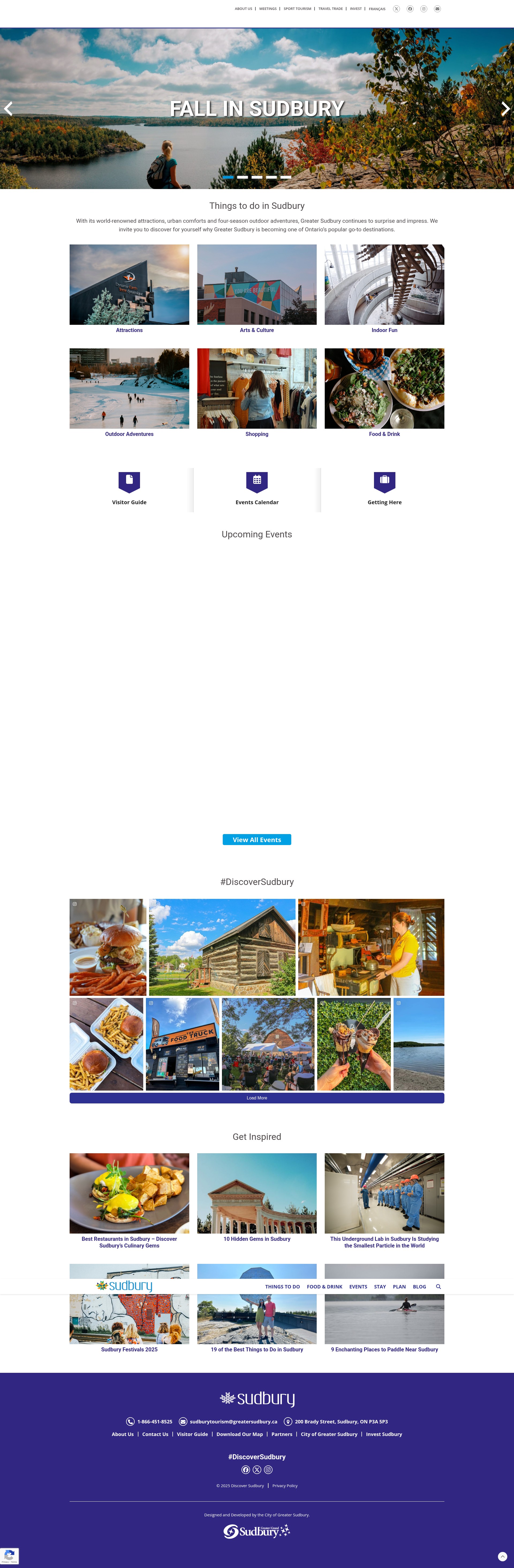 Screenshot of discoversudbury.ca