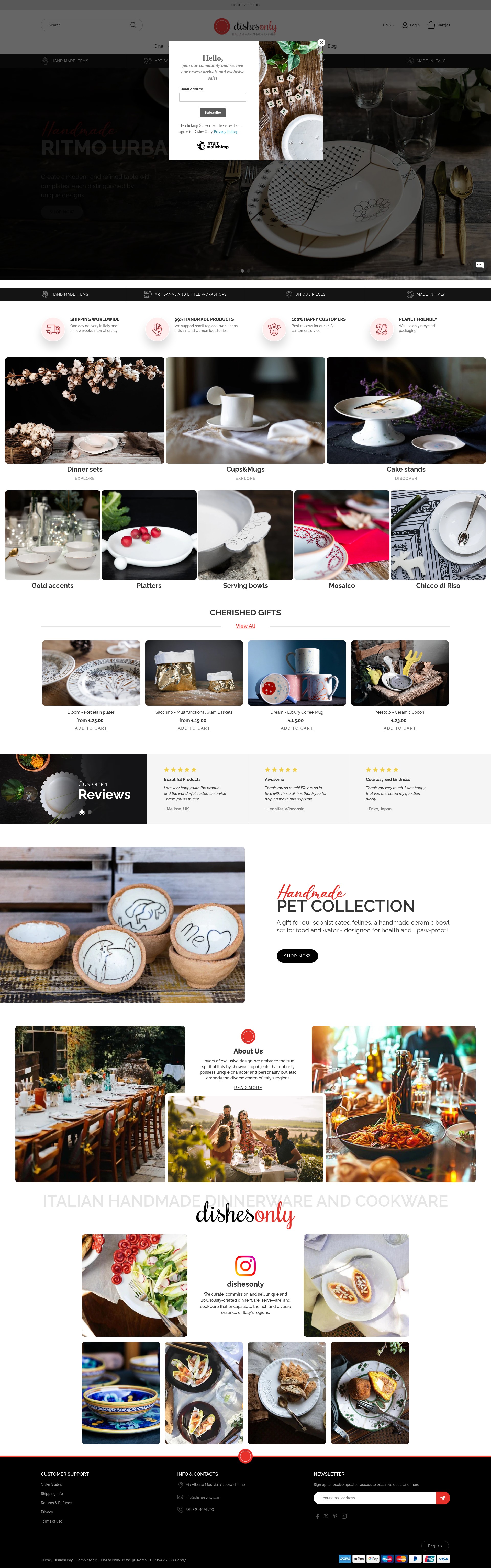 Screenshot of dishesonly.com