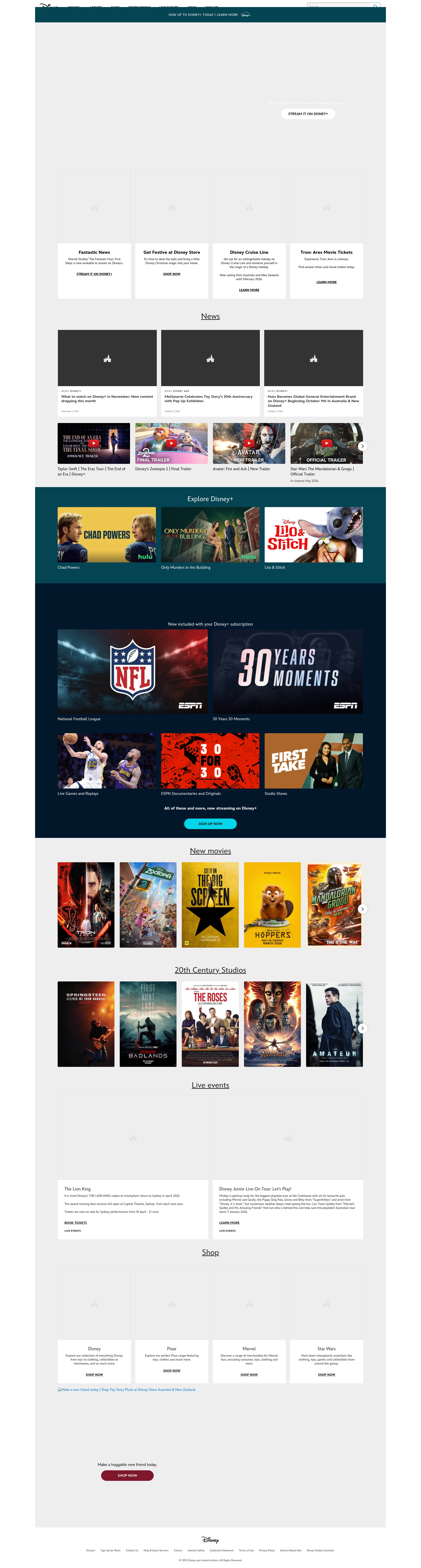 Screenshot of disney.com.au