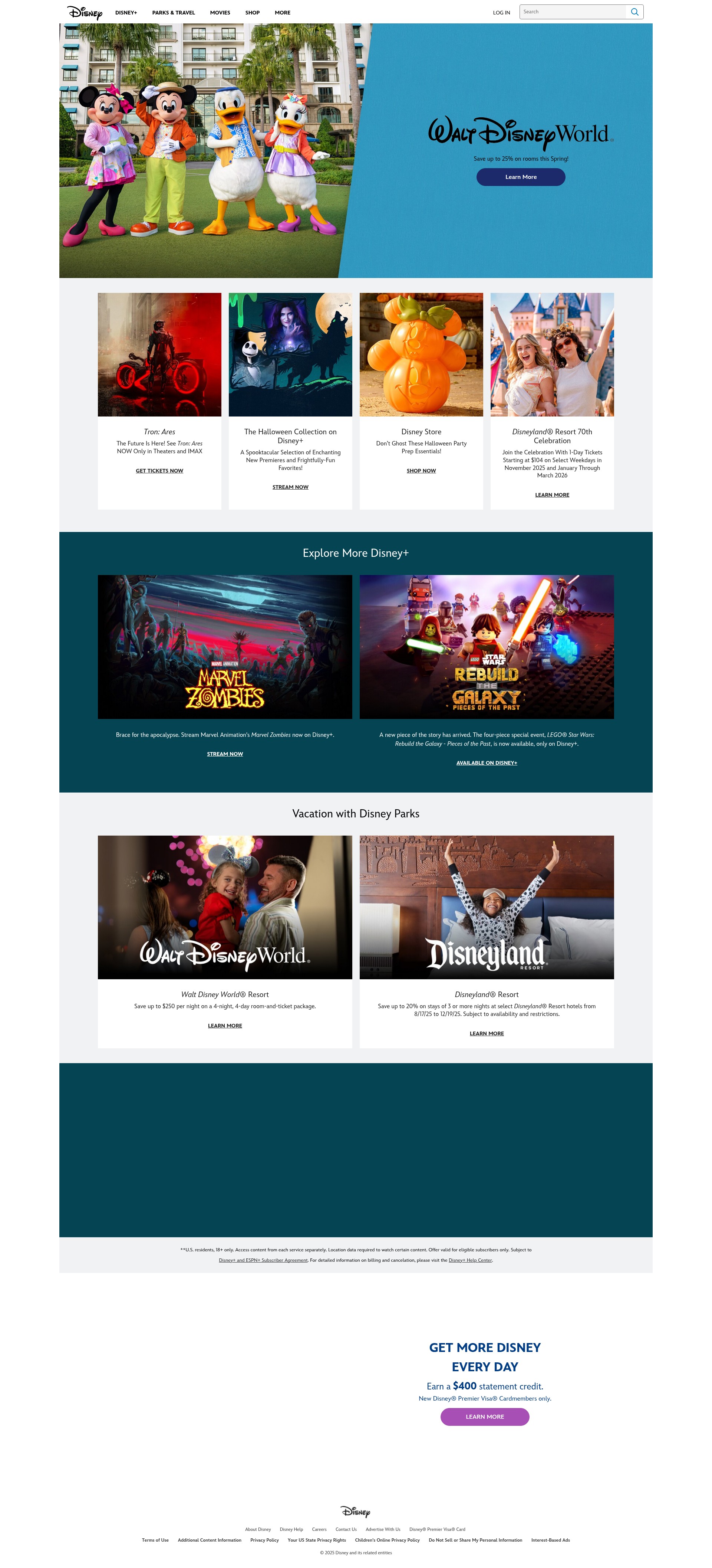 Screenshot of disney.go.com