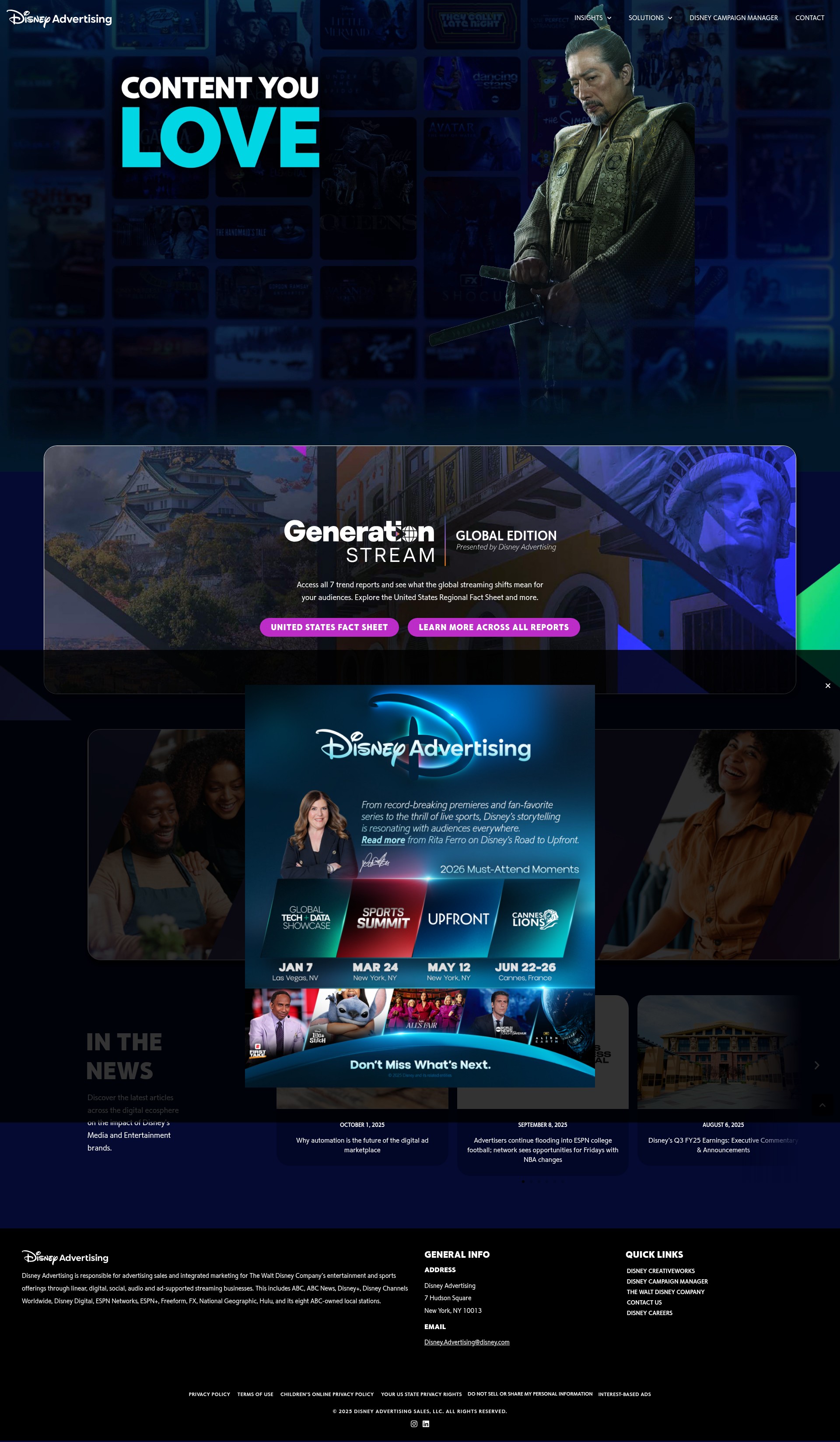 Screenshot of disneyadvertising.com