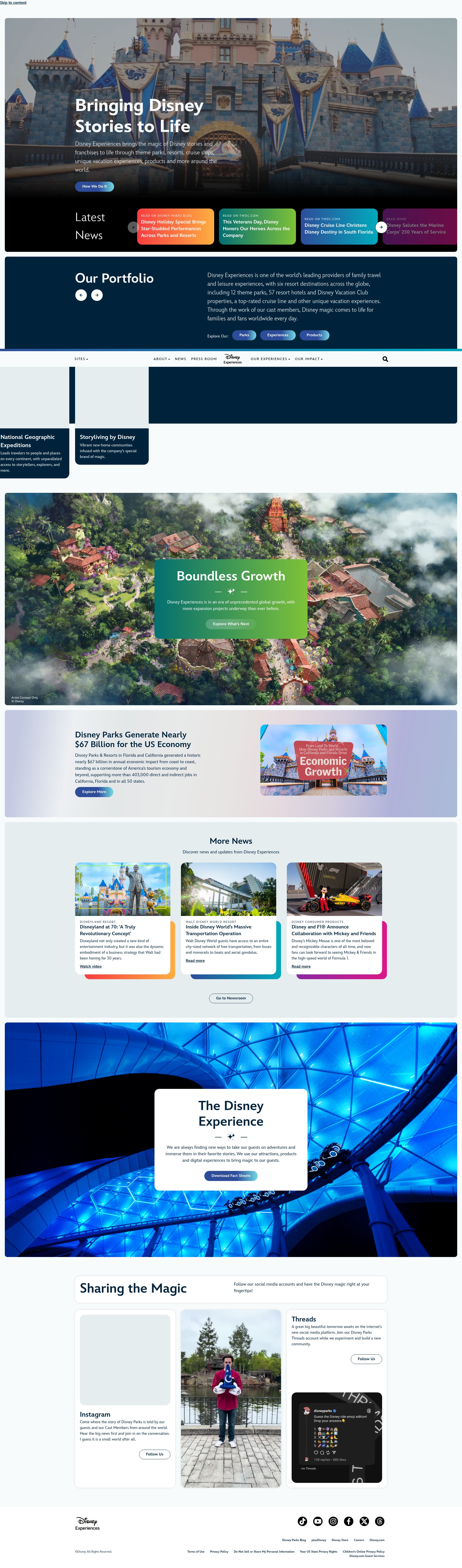 Screenshot of disneyexperiences.com