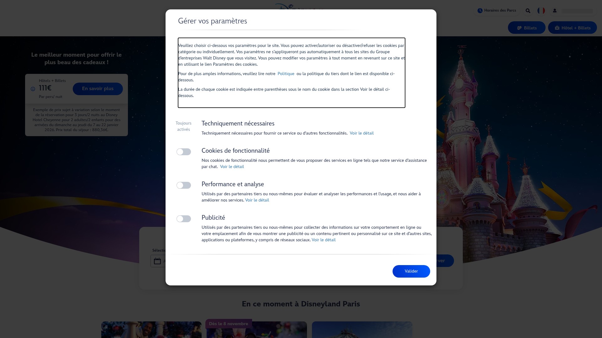 Screenshot of disneylandparis.fr
