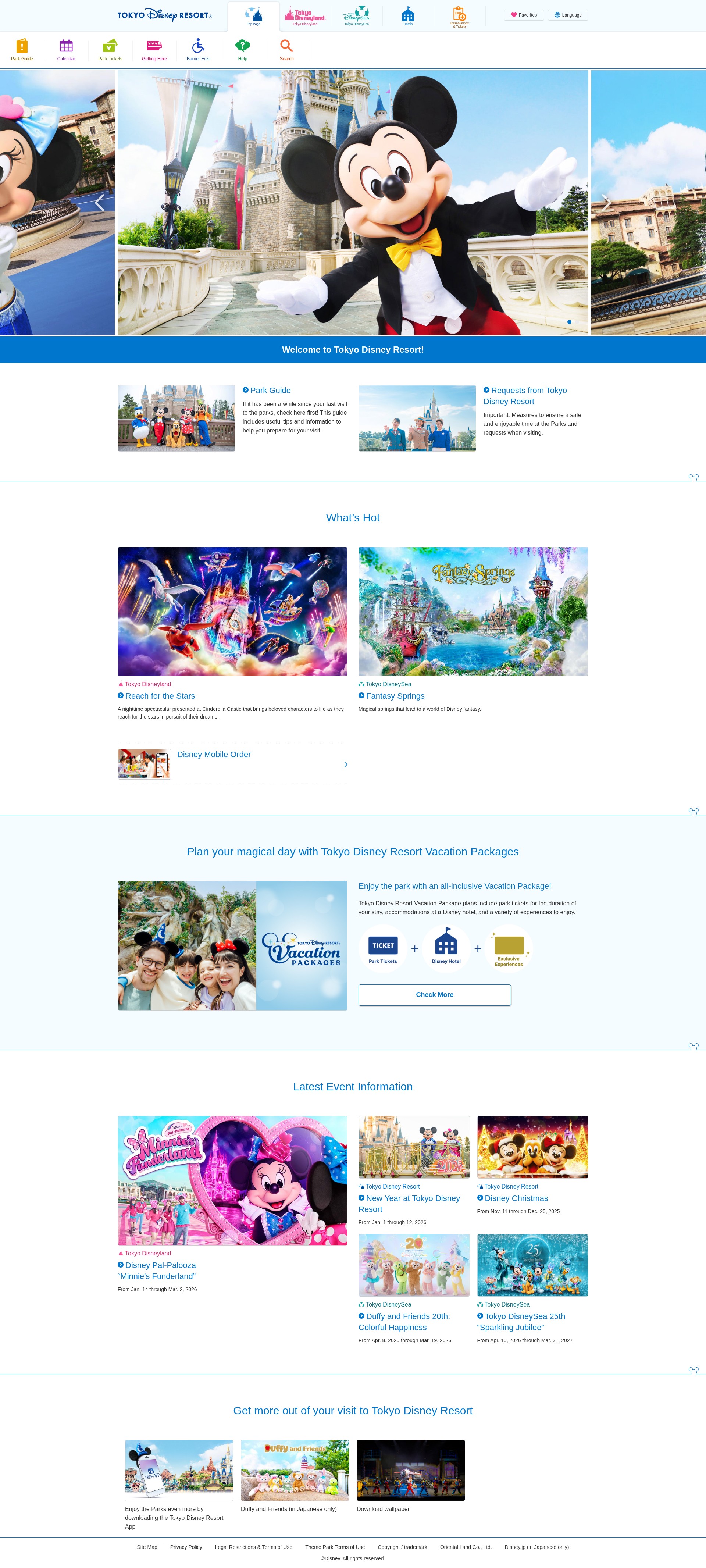 Screenshot of disneyparks.disney.go.com
