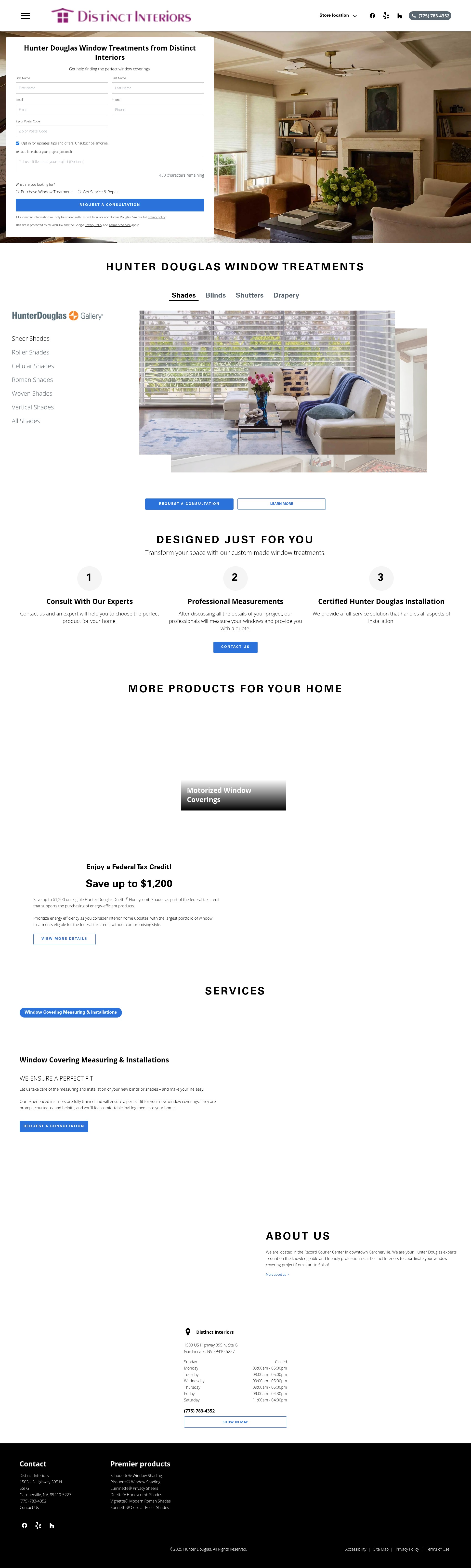 Screenshot of distinctwindowcoverings.com