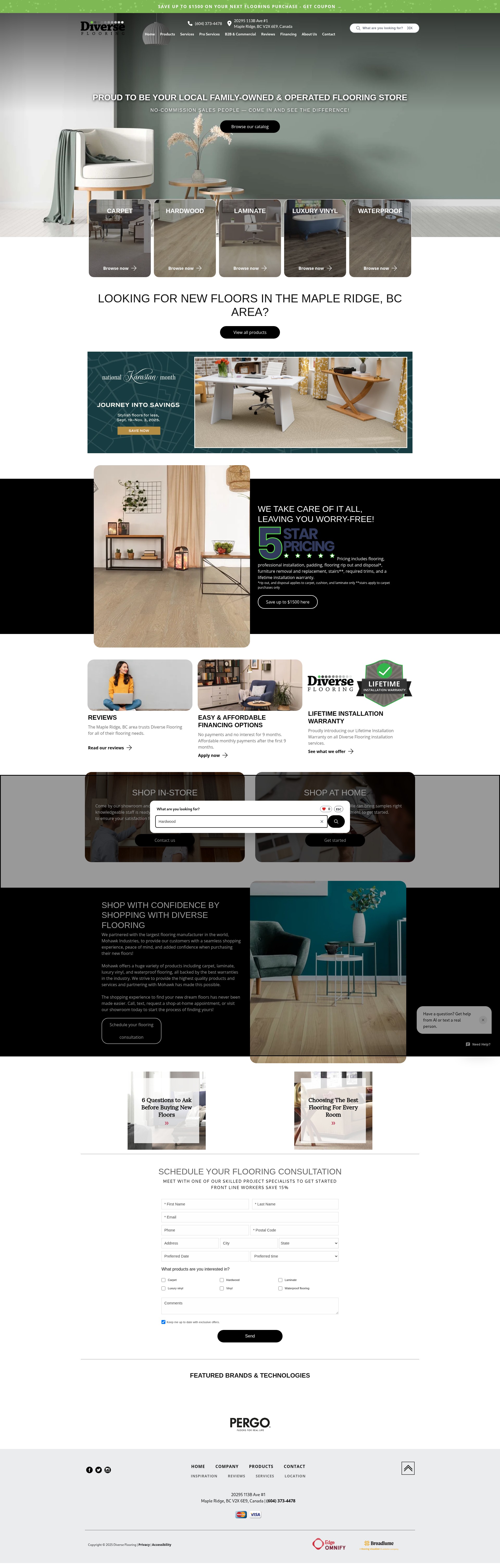 Screenshot of diverseflooring.ca