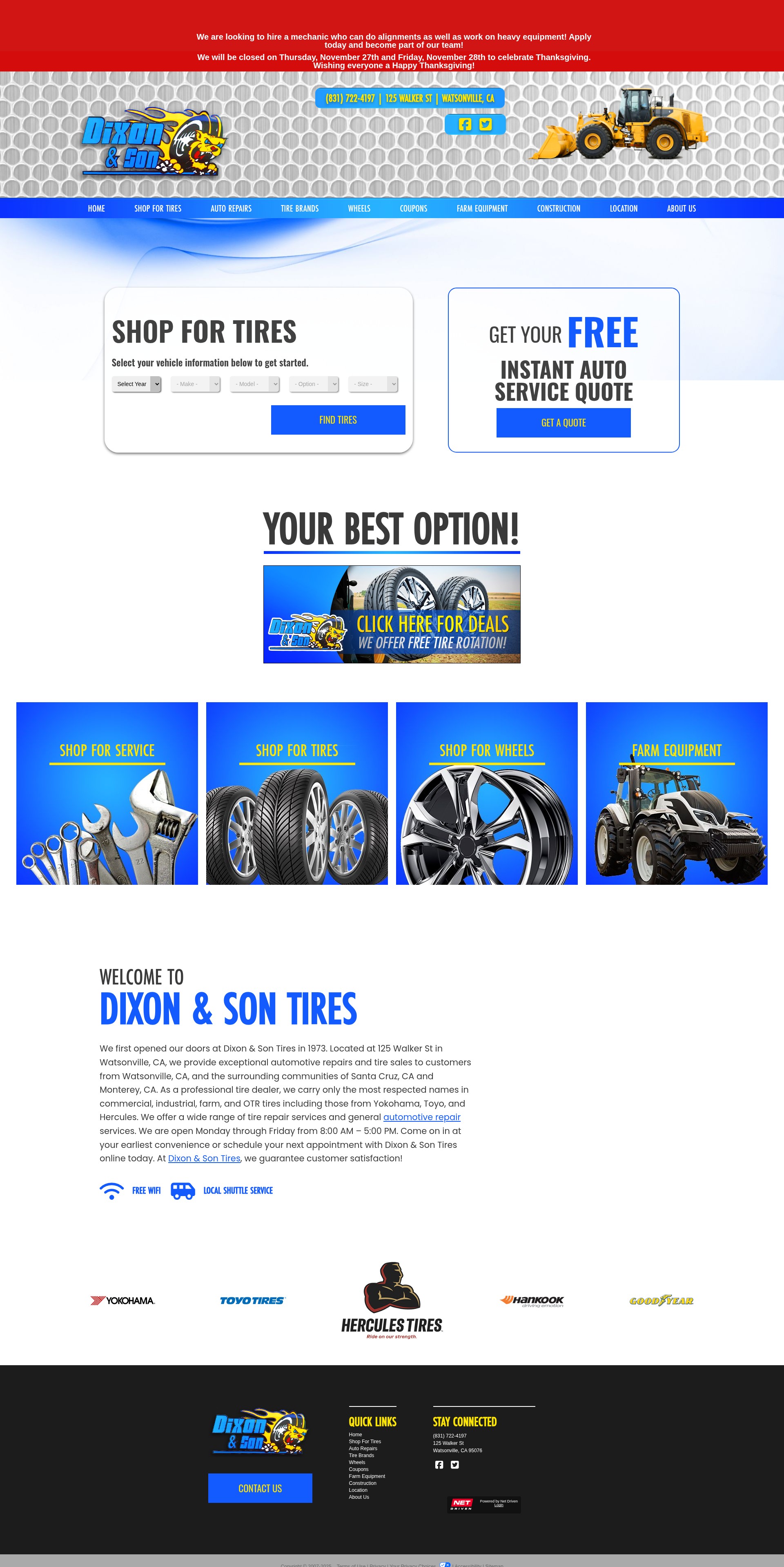 Screenshot of dixonandsontires.net