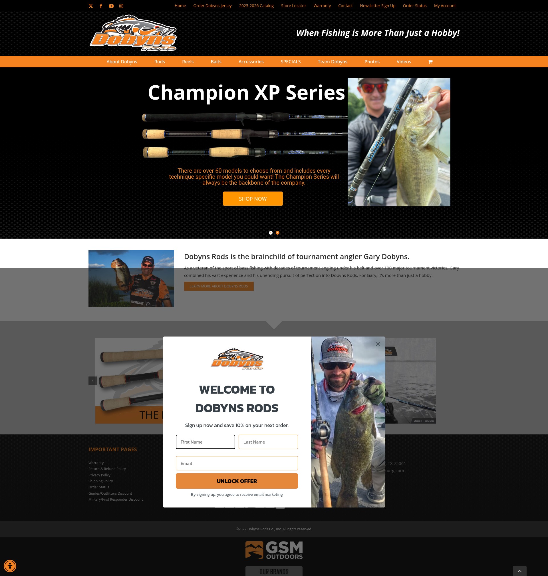 Screenshot of dobynsrods.com