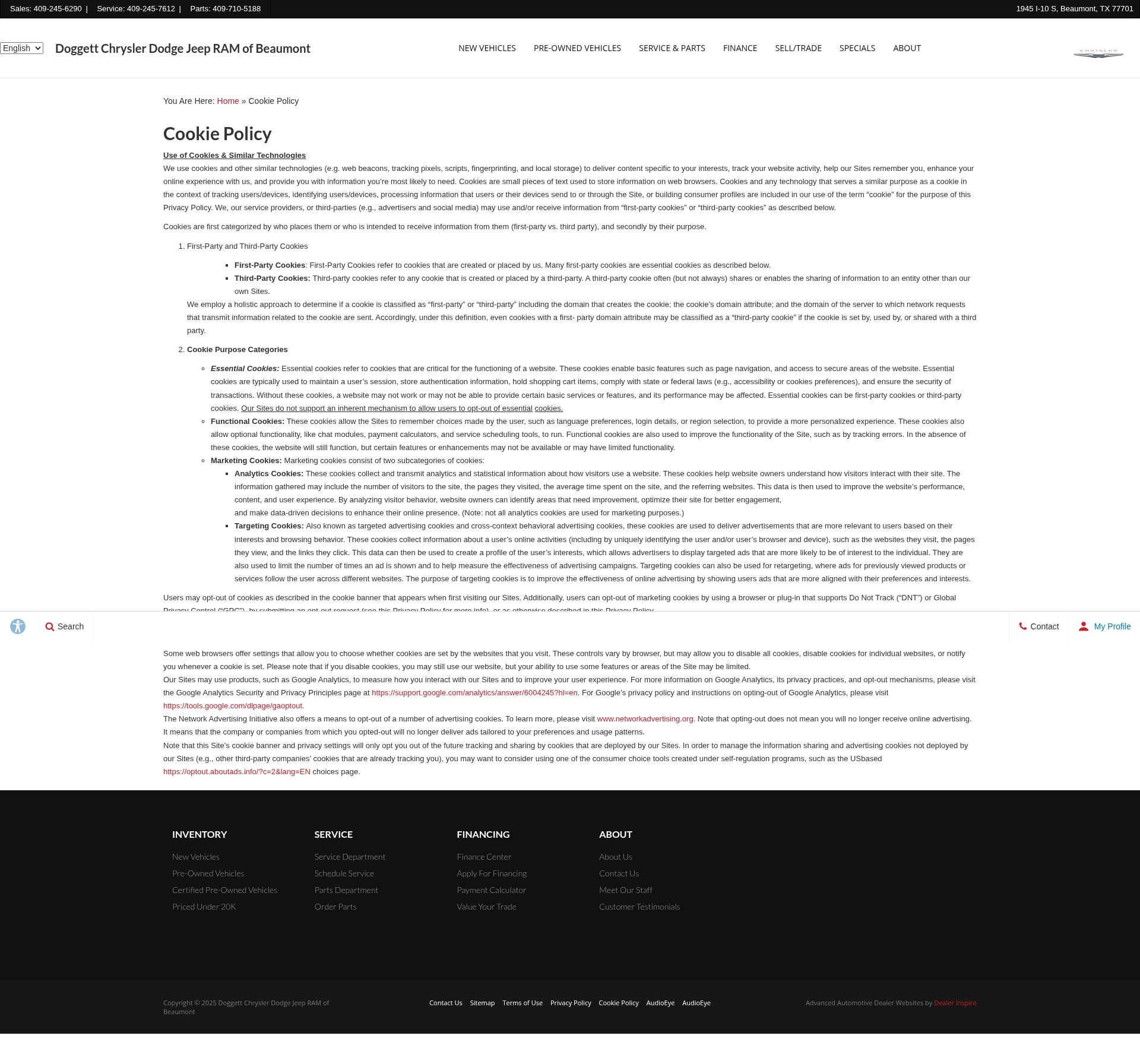 Screenshot of doggettcdjrbeaumont.com