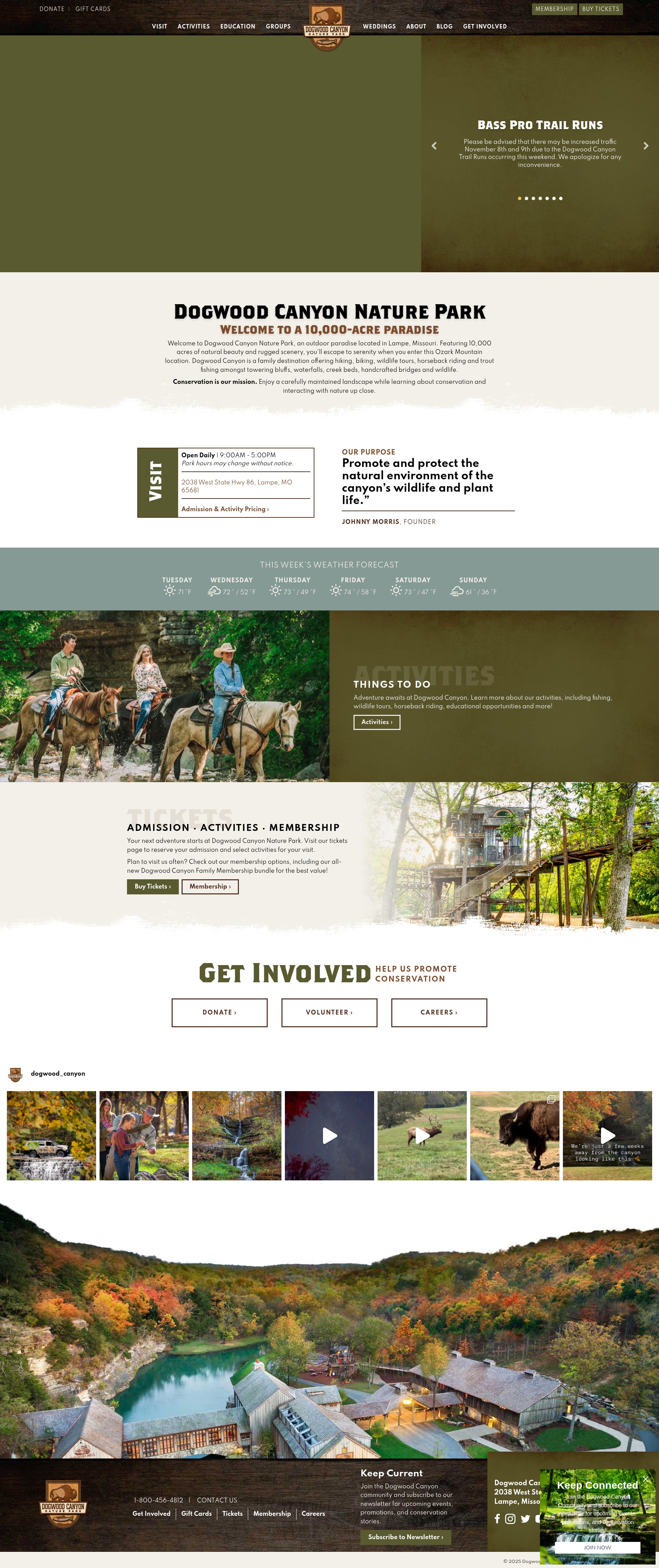 Screenshot of dogwoodcanyon.org