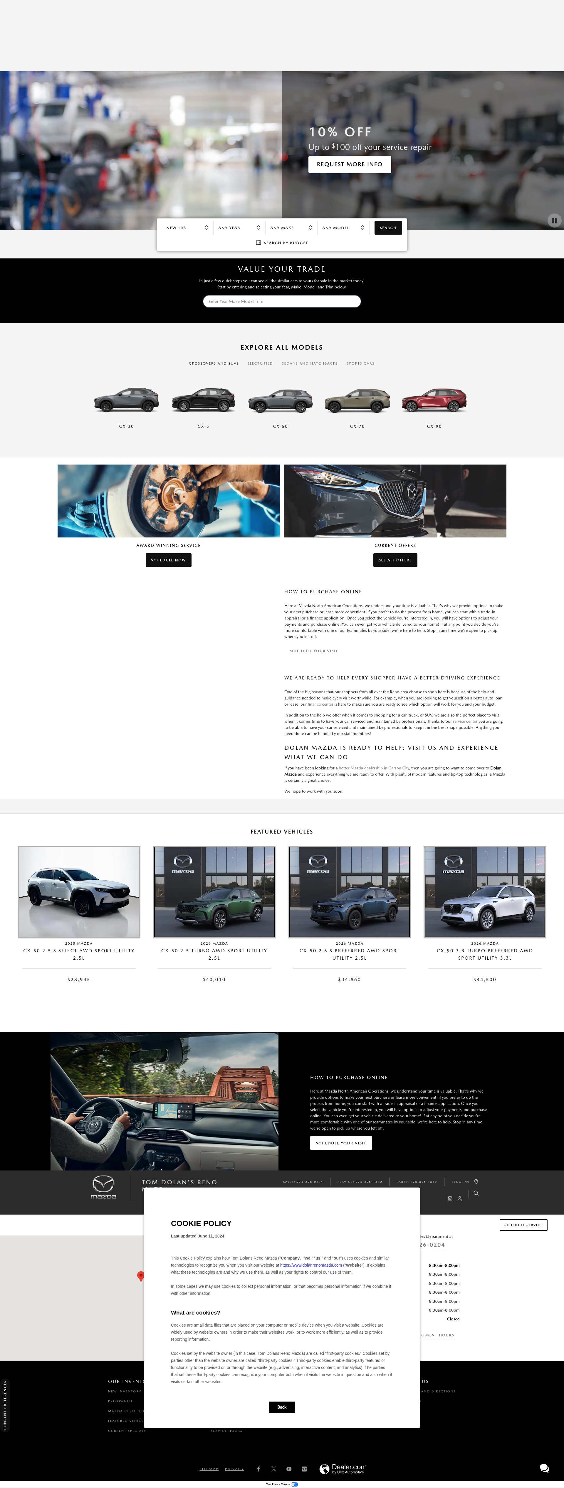 Screenshot of dolanrenomazda.com