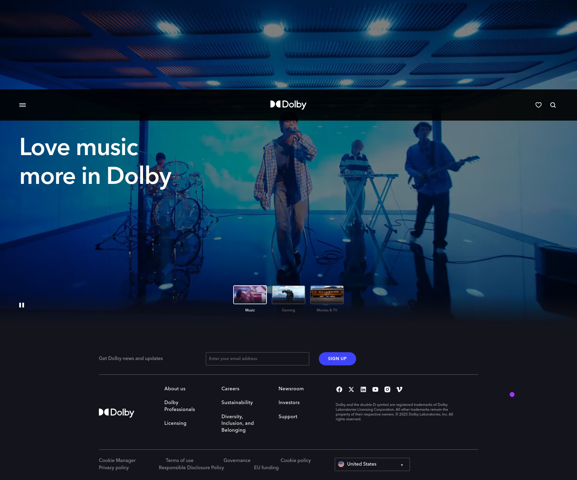 Screenshot of dolby.com