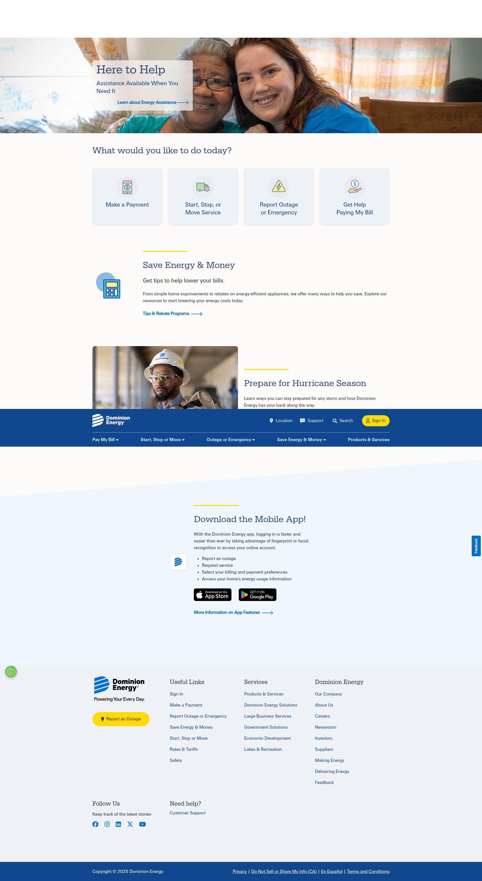 Screenshot of dominionenergy.com