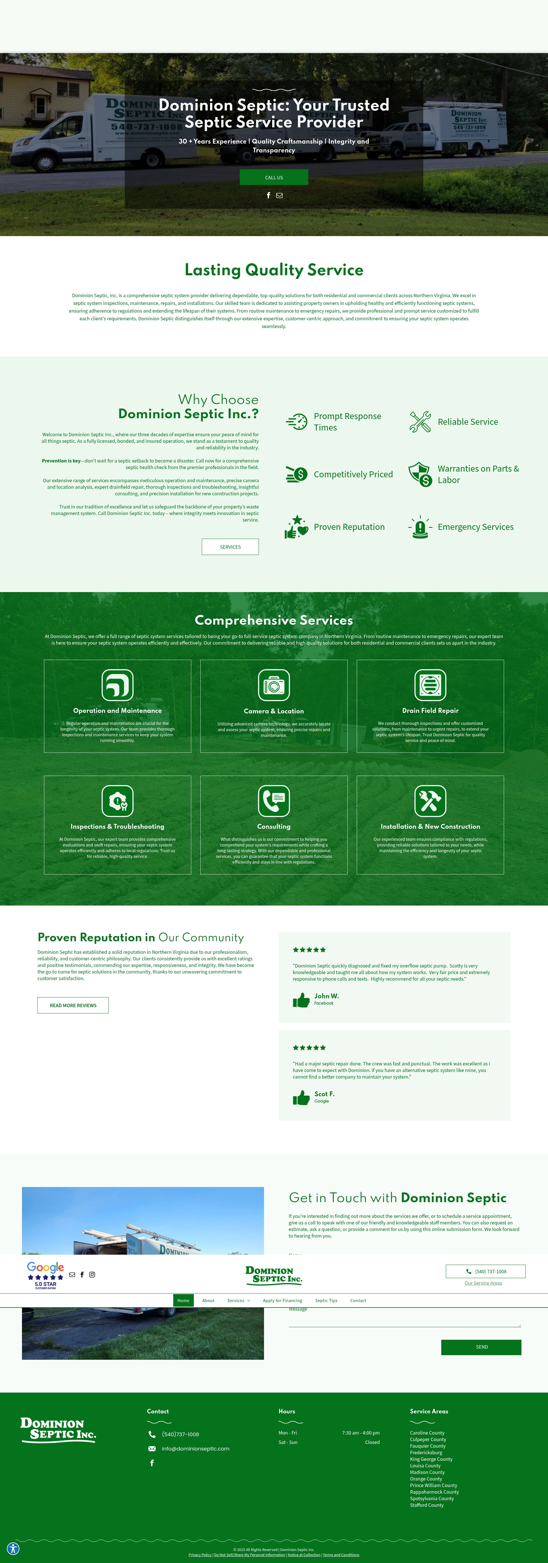 Screenshot of dominionseptic.com