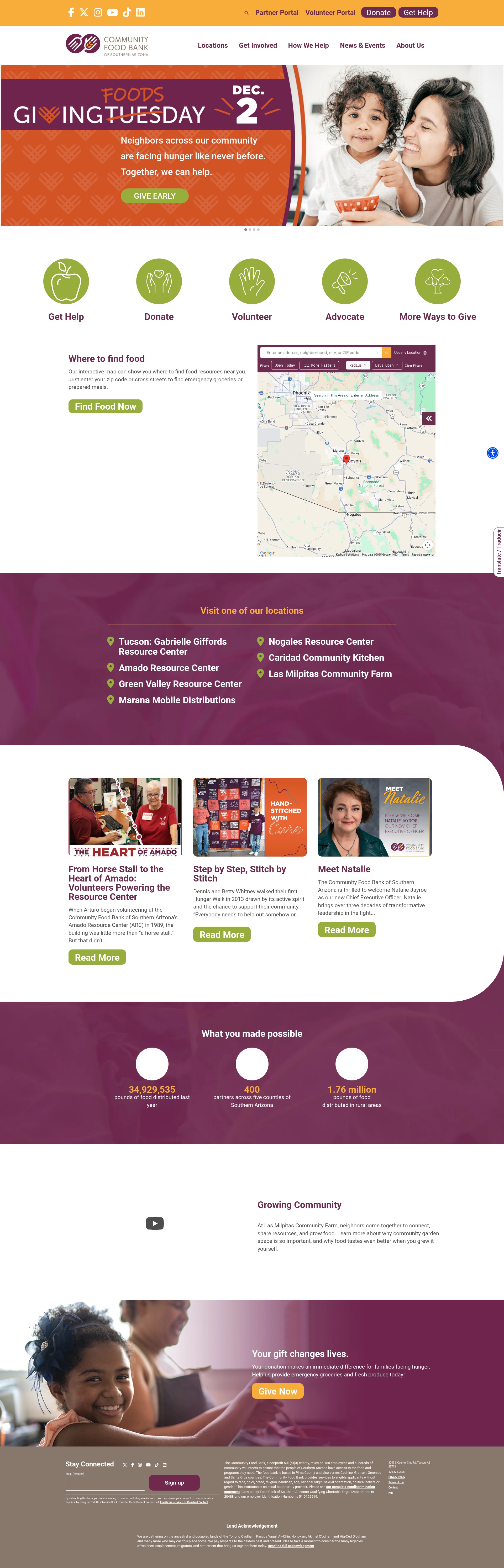 Screenshot of donate.communityfoodbank.org