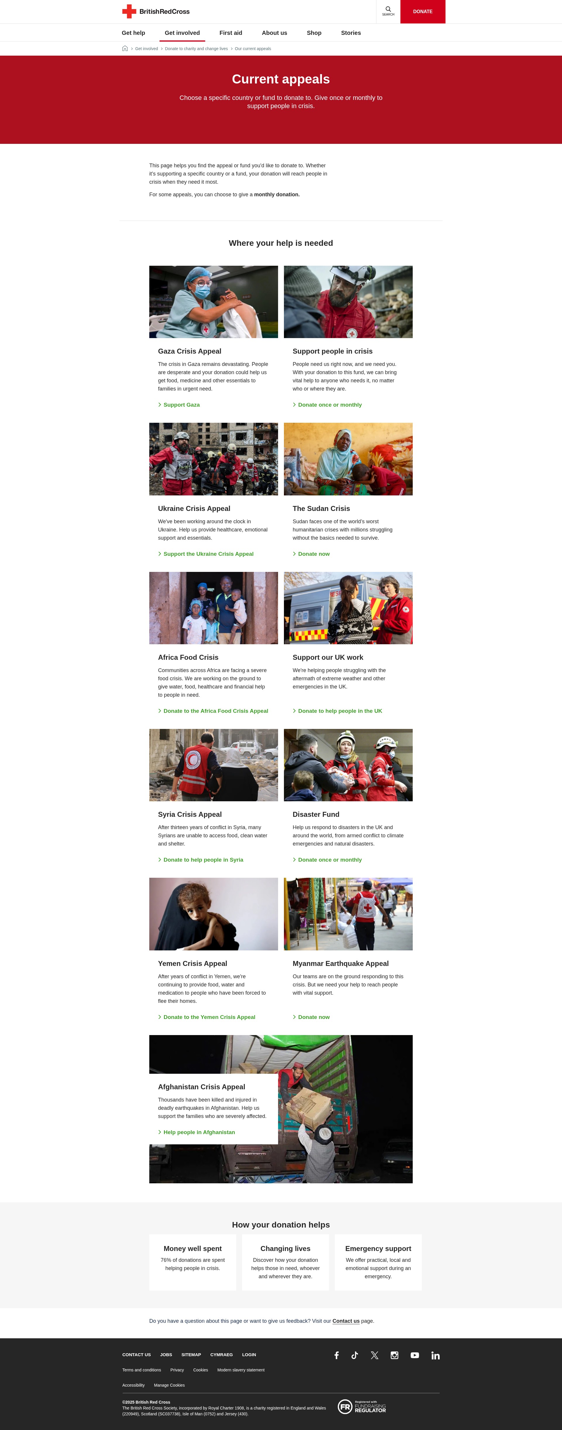 Screenshot of donate.redcross.org.uk