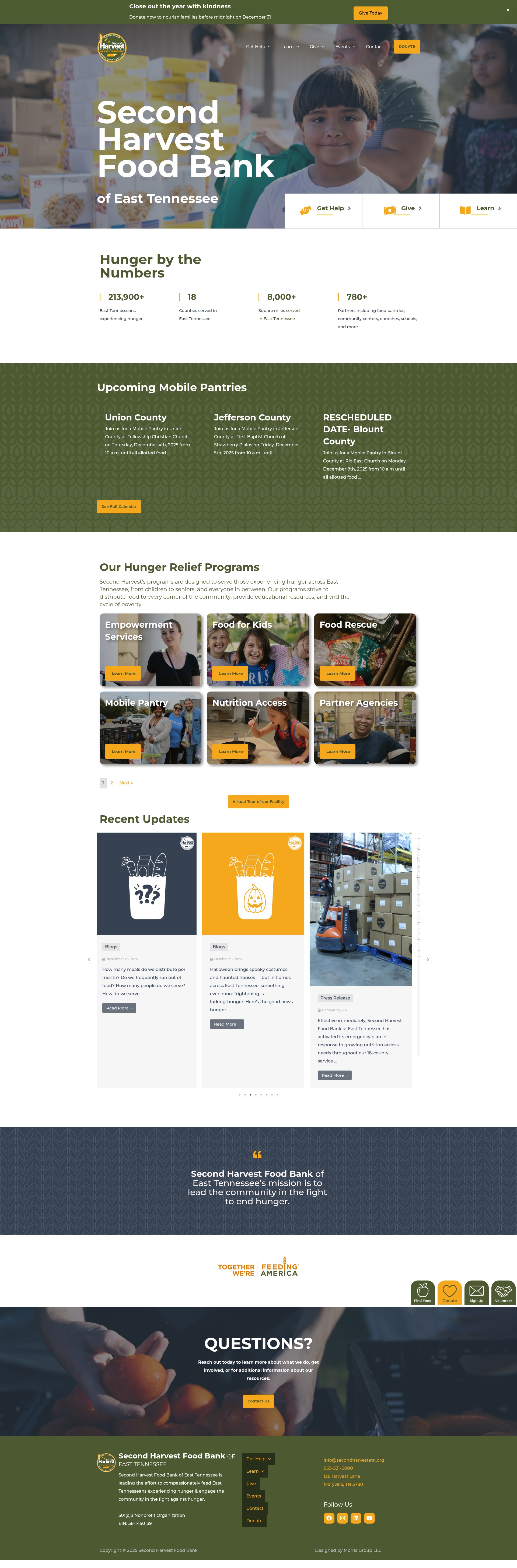 Screenshot of donate.secondharvestetn.org