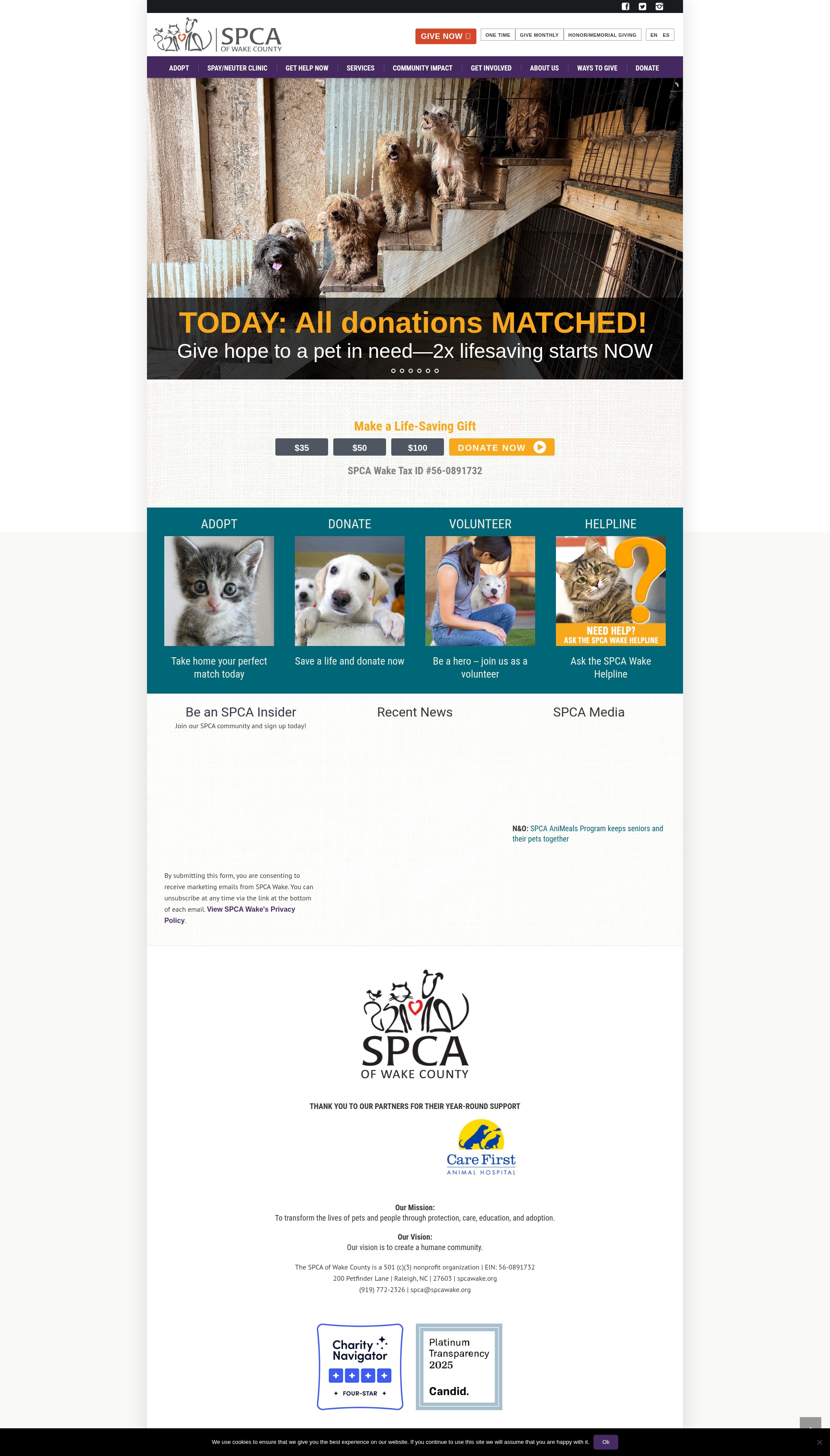 Screenshot of donate.spcawake.org