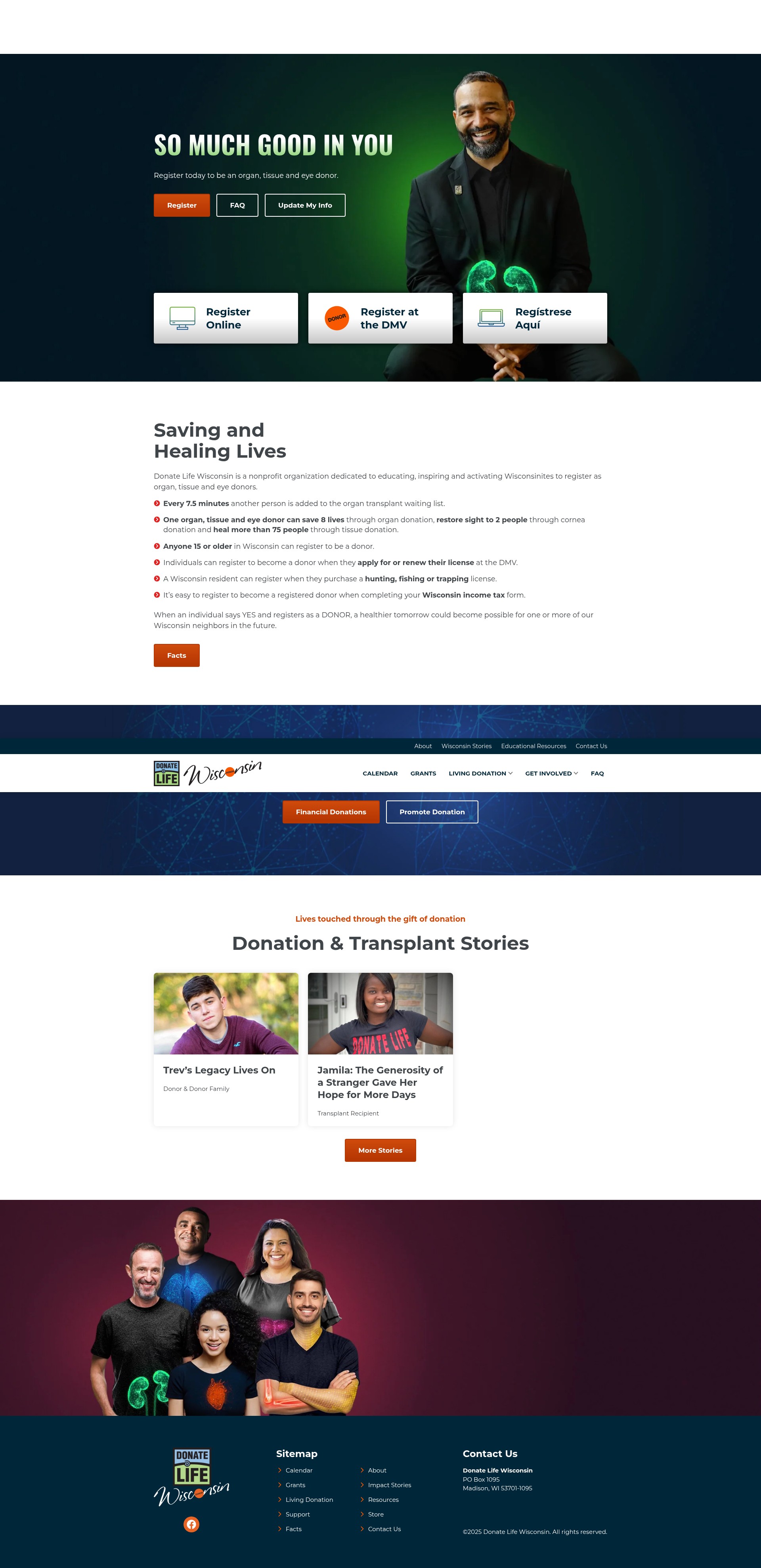 Screenshot of donatelifewisconsin.org