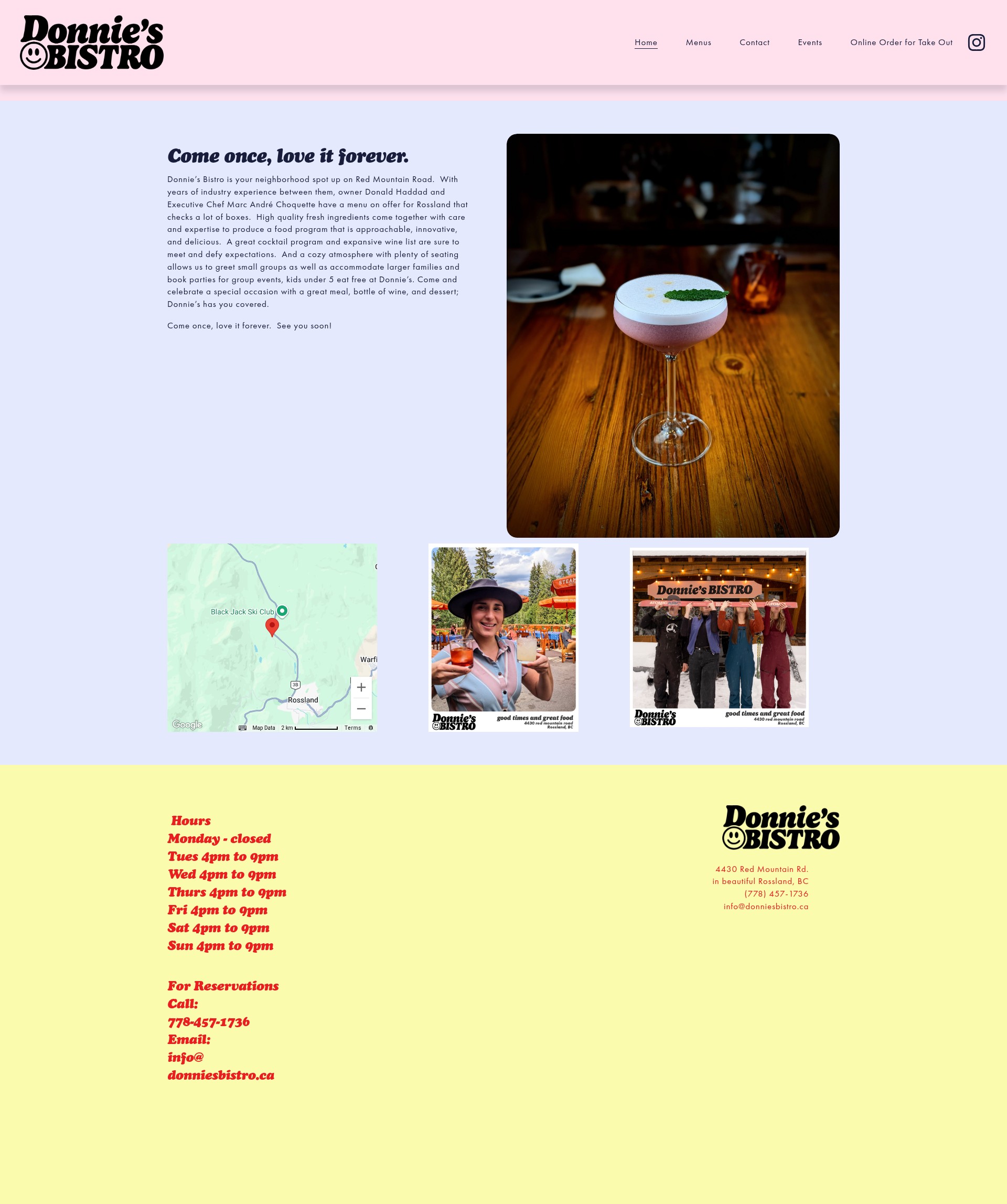 Screenshot of donniesbistro.ca