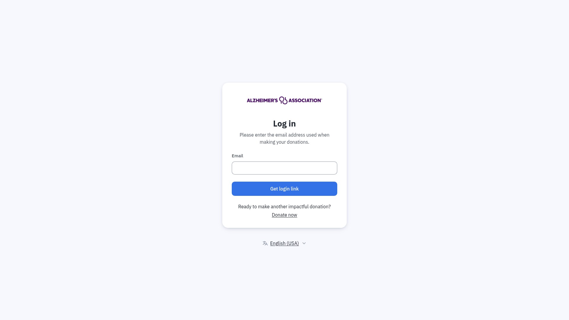 Screenshot of donorservices.alz.org