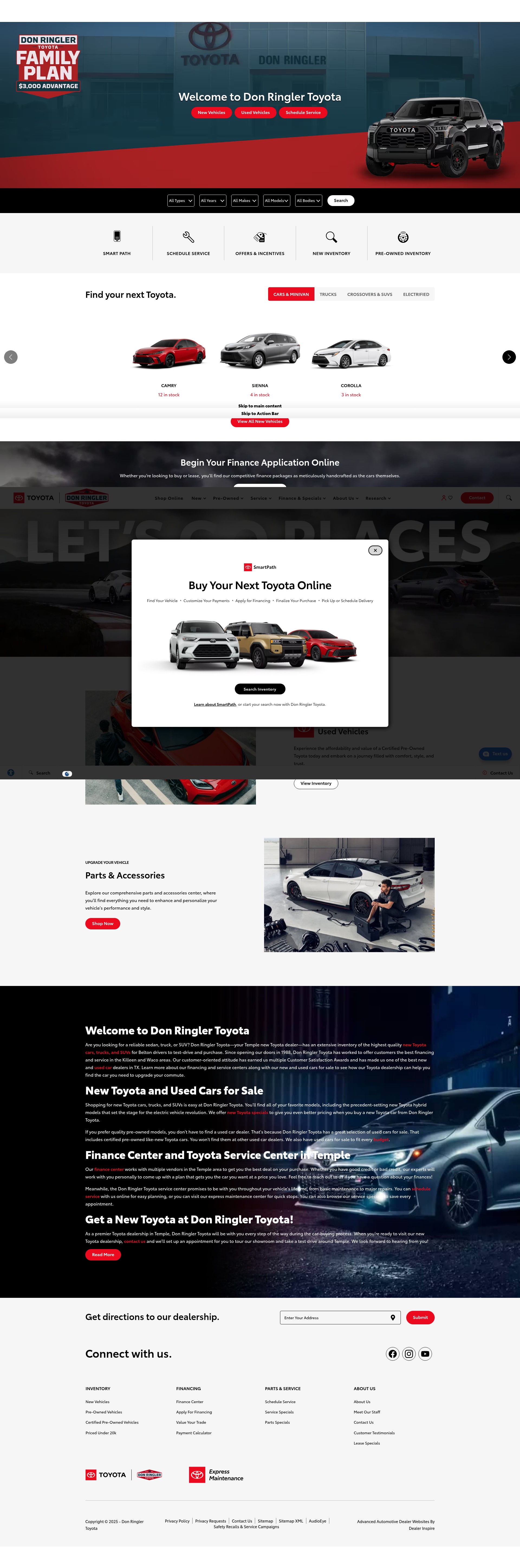 Screenshot of donringlertoyota.com