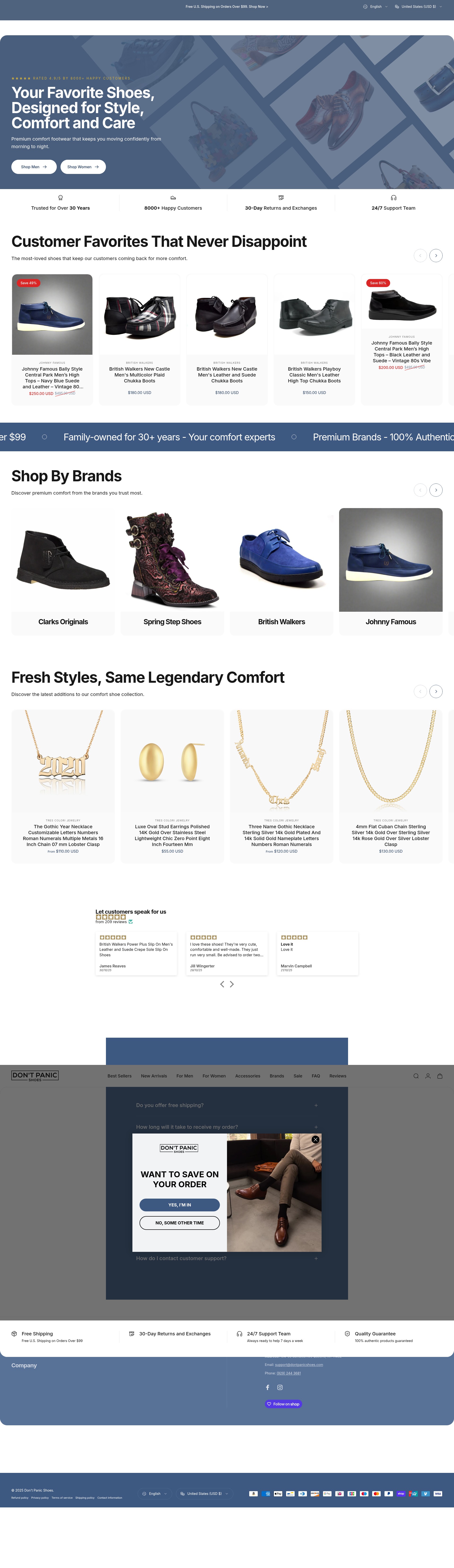 Screenshot of dontpanicshoes.com