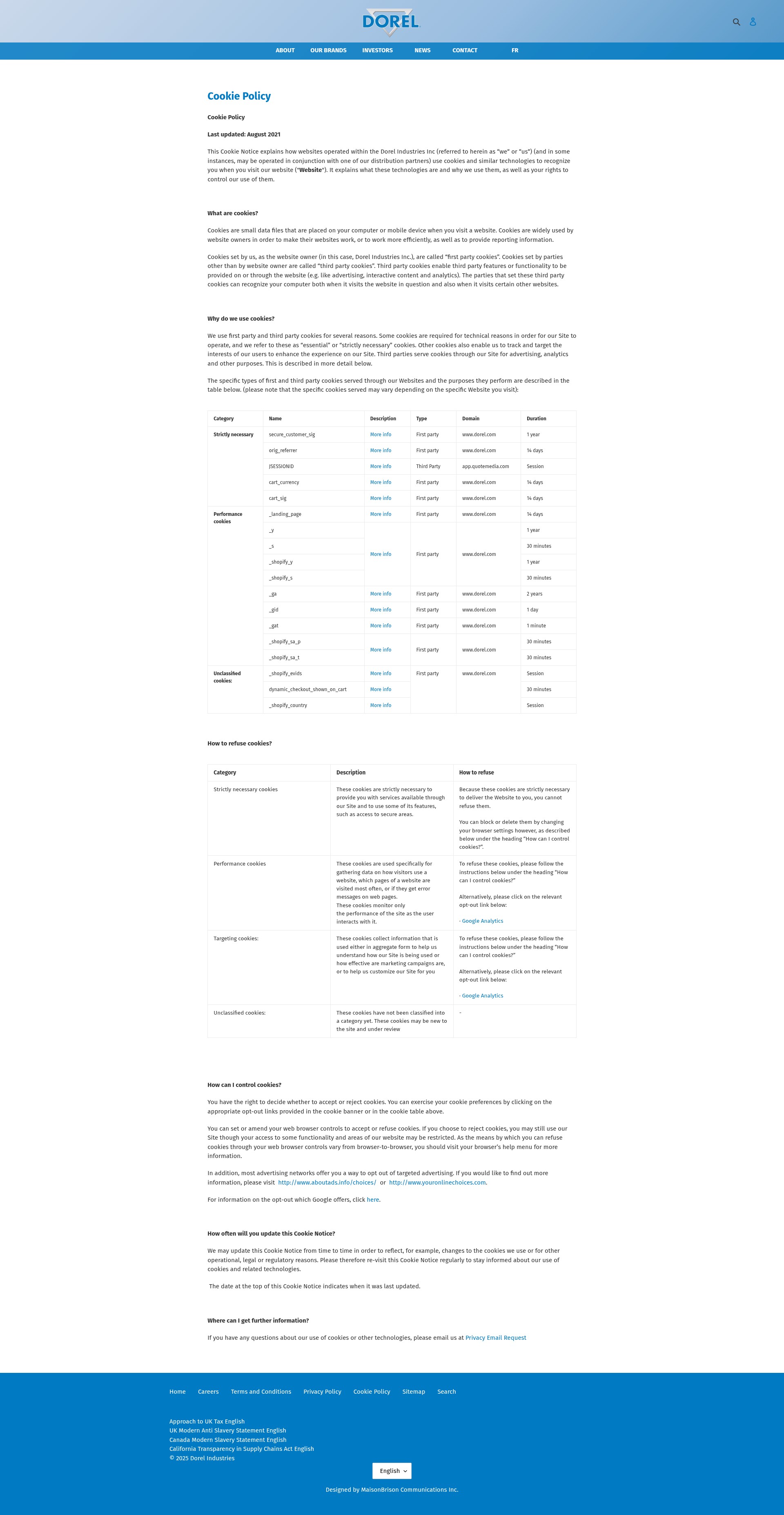 Screenshot of dorel.com