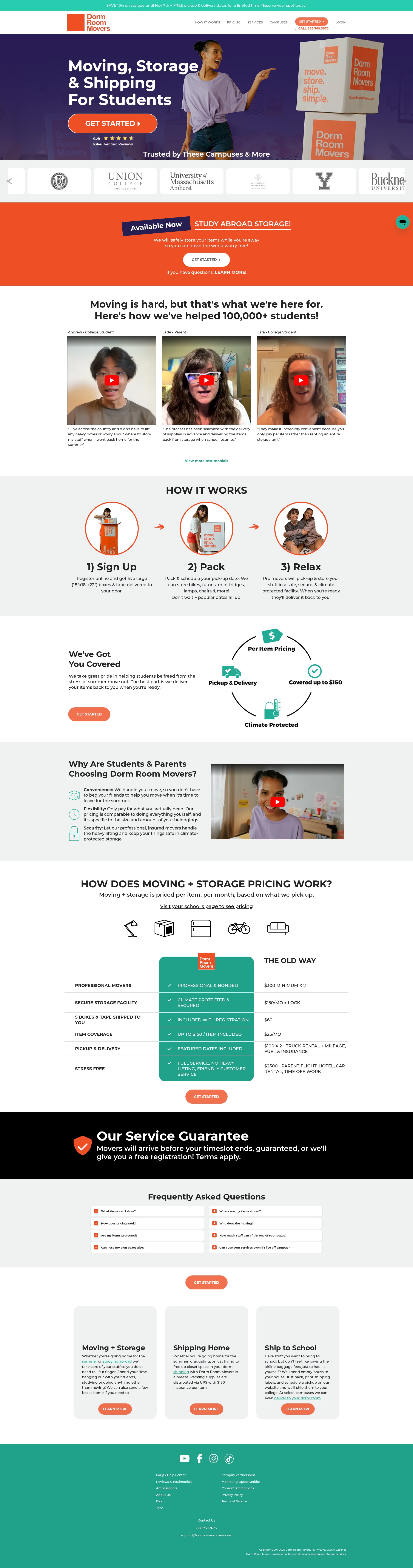 Screenshot of dormroommovers.com