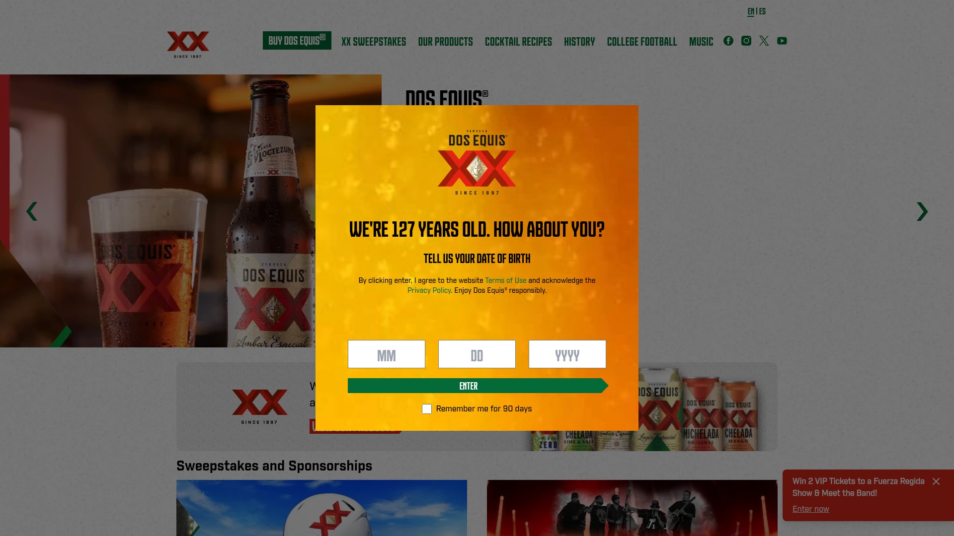 Screenshot of dosequis.com