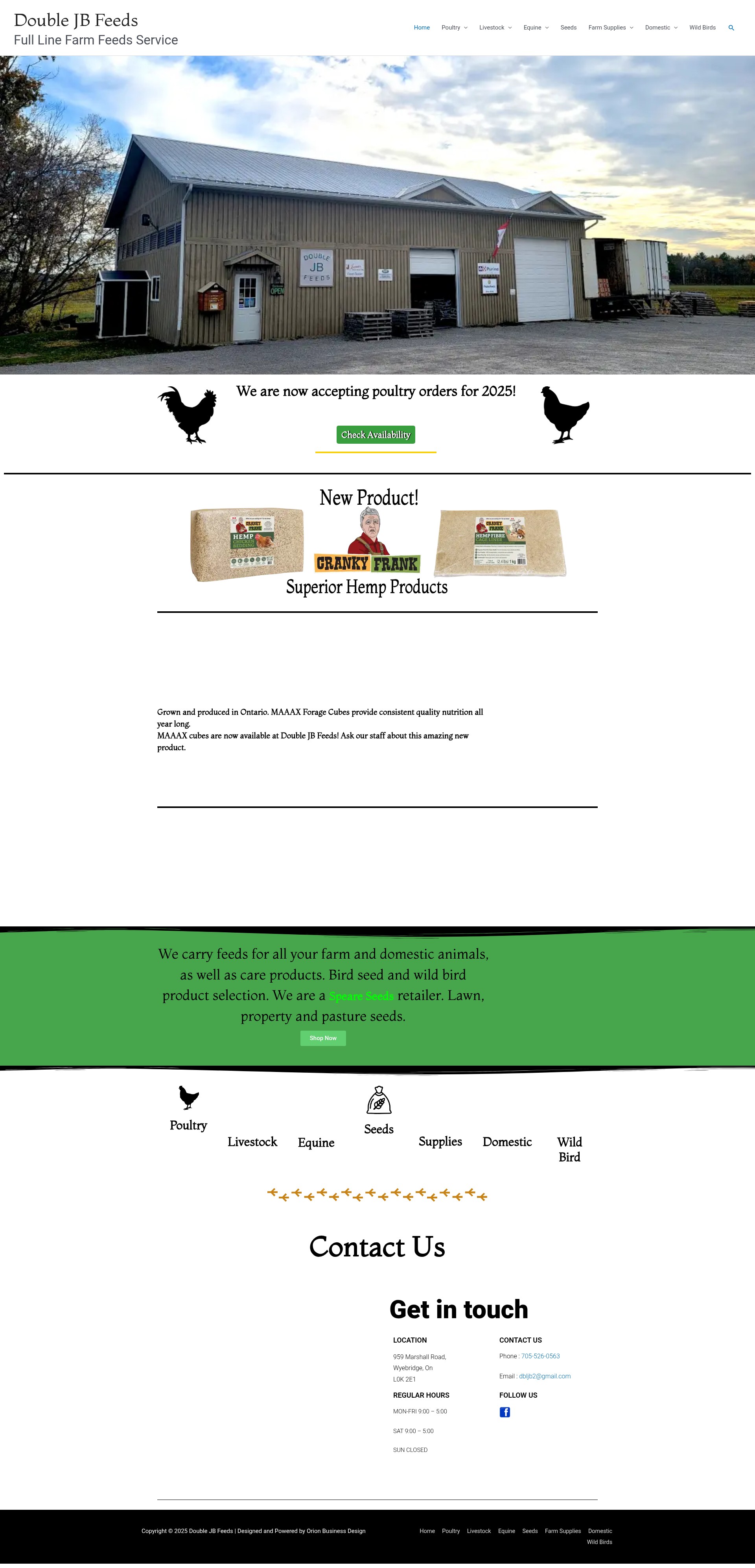 Screenshot of doublejbfeeds.ca