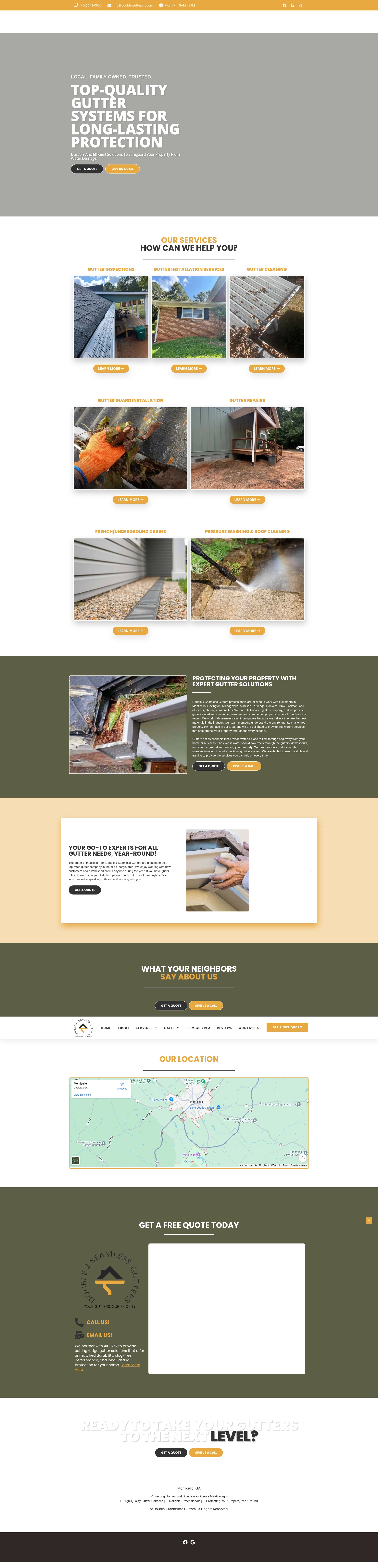 Screenshot of doublejseamlessguttersllc.com
